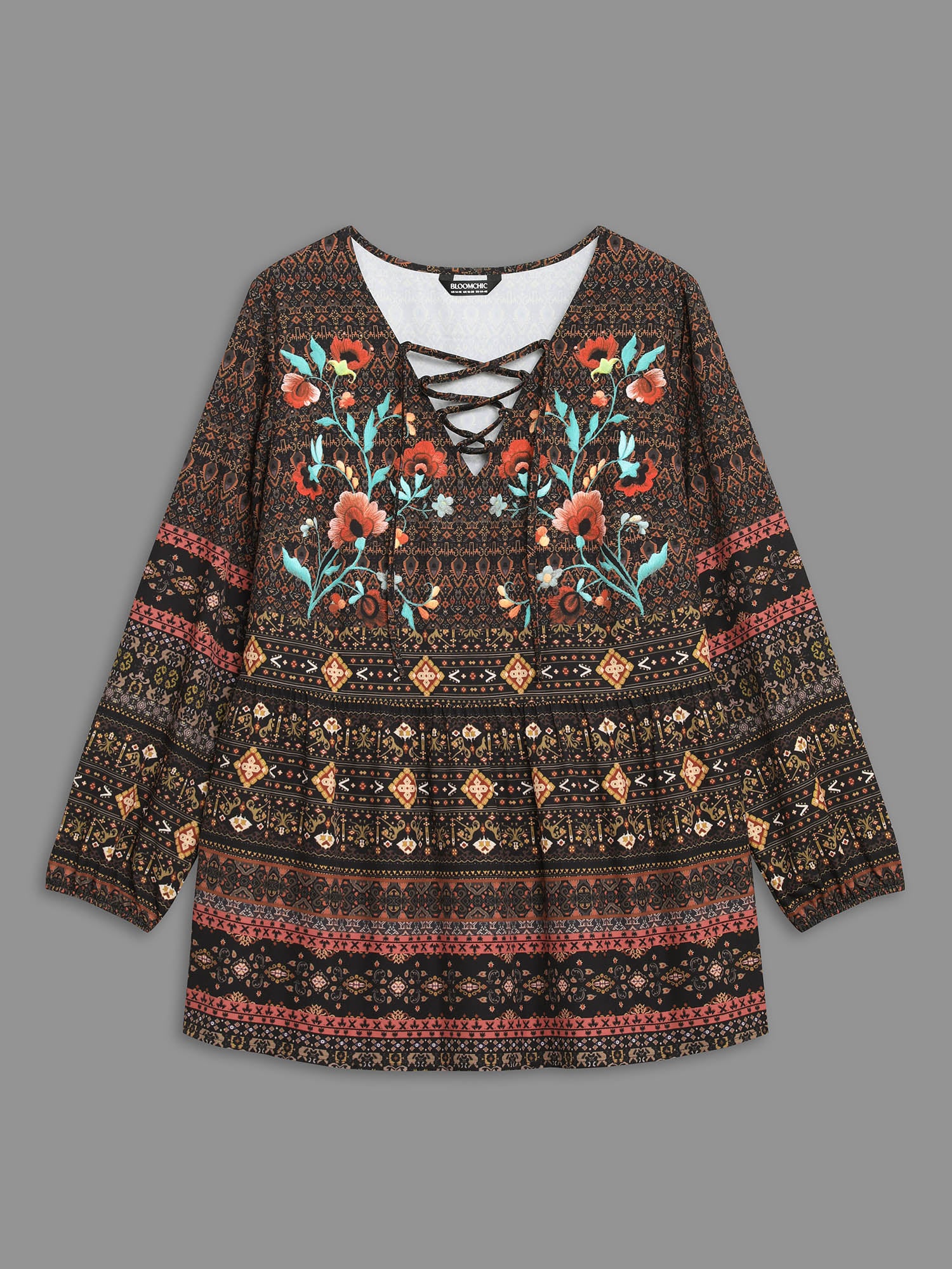 Floral Bandana Crisscross Blouse - Image 8