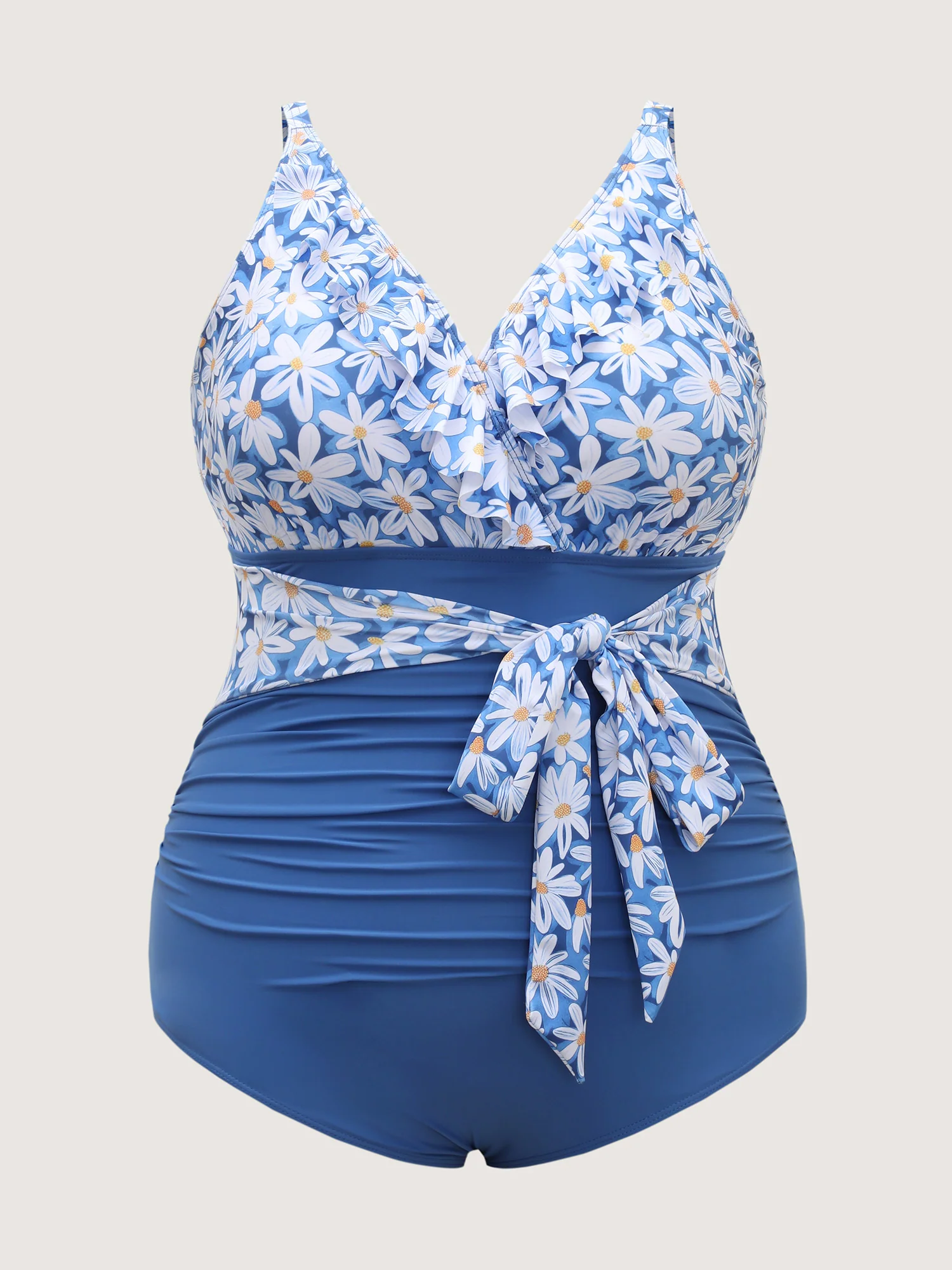 Floral Belted Ruffled One-Piece Swimsuit - Image 7