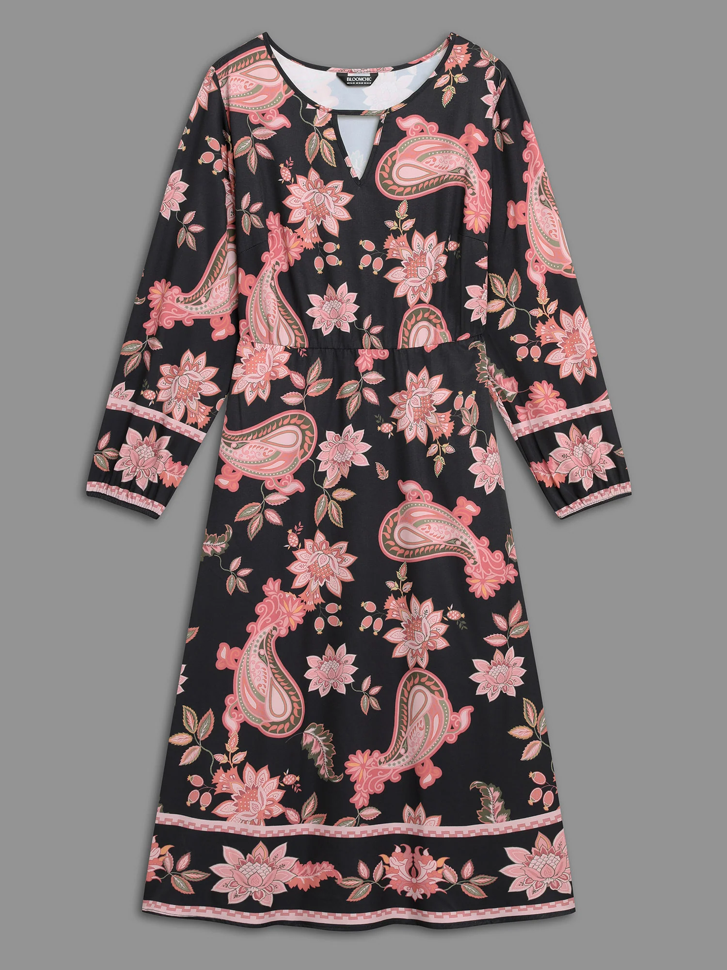 Floral Boho Print Neck Cut-Out Dress - Image 7