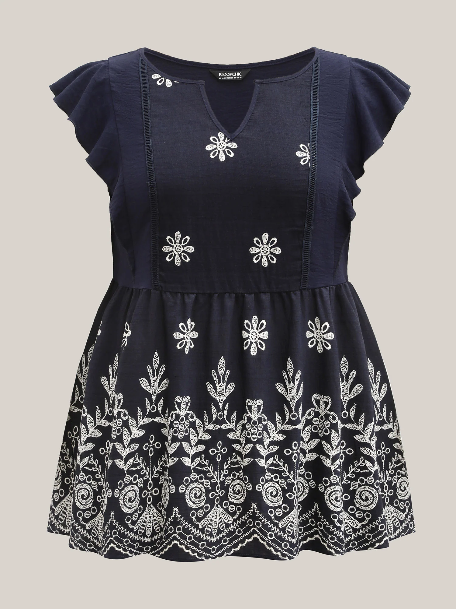 Floral Boho Print Ruffled Plain Blouse - Image 8