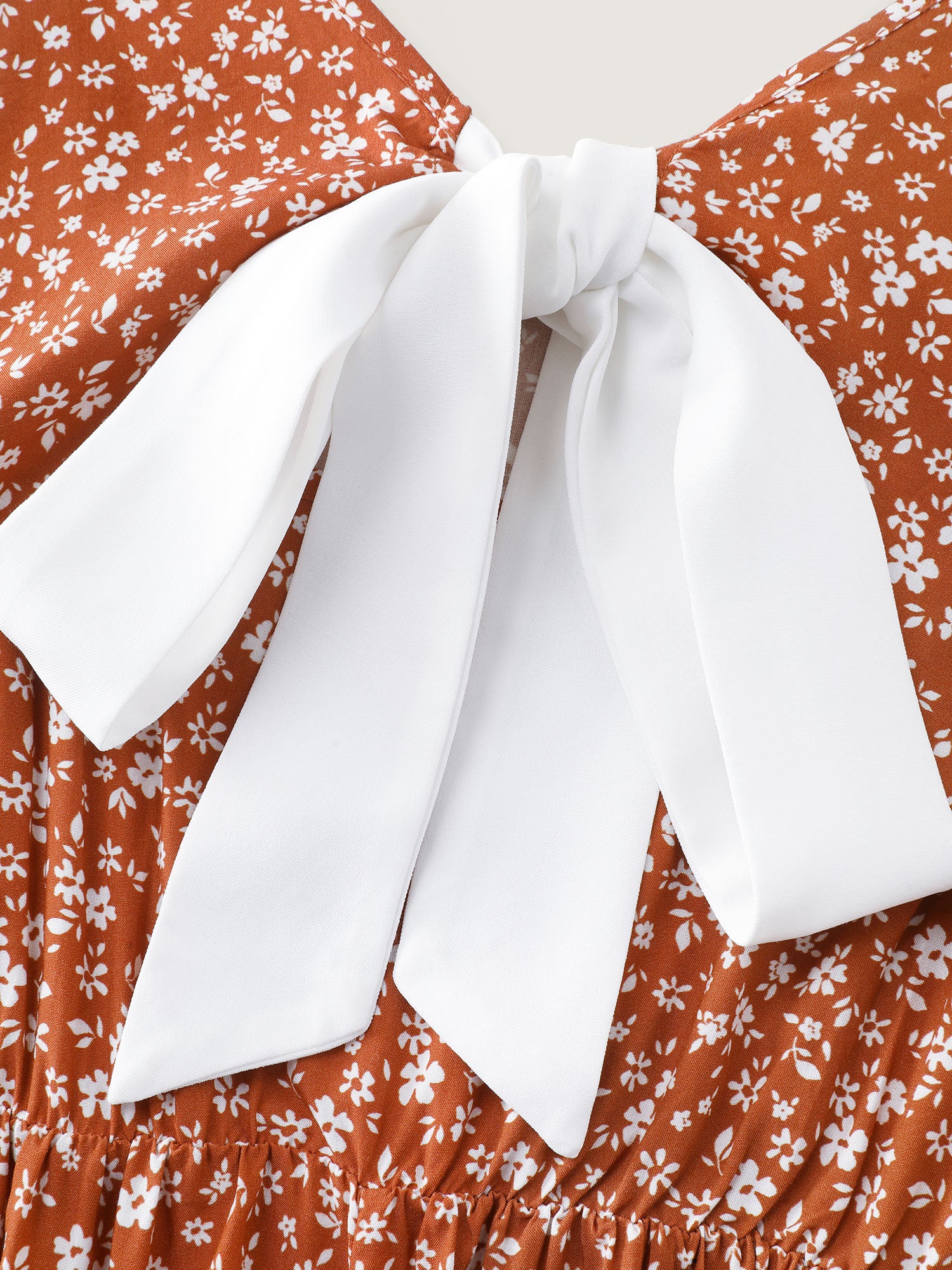 Floral Bow Back Square Neckline Midi Dress - Image 6