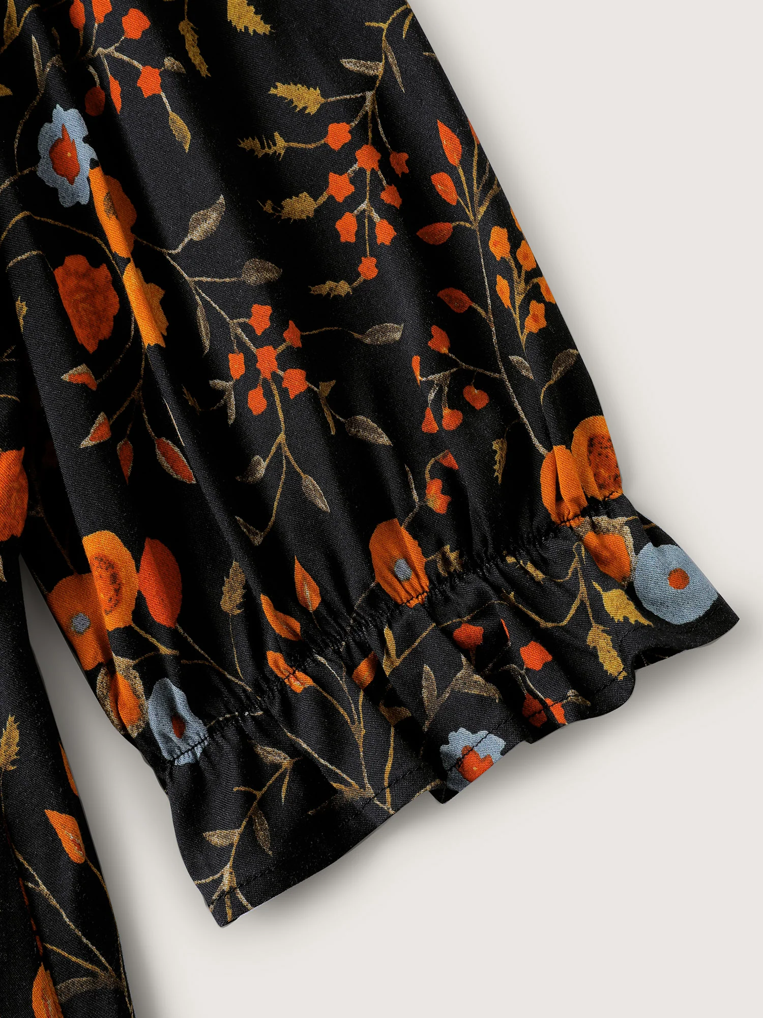Floral Branch Print Lace Trim Midi Dress - Image 6