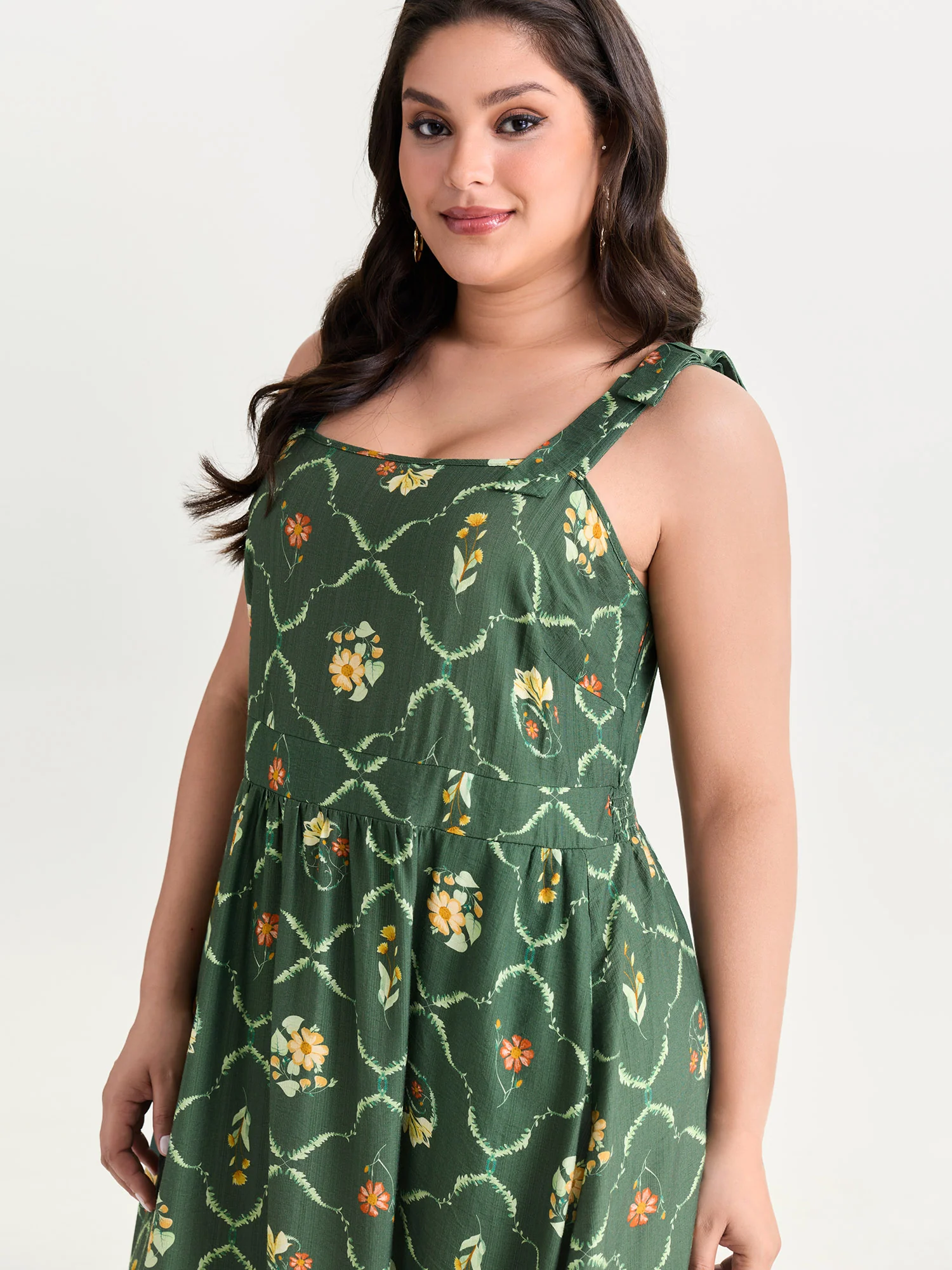 Floral Breeze Shoulder Tie Midi Dress - Image 2