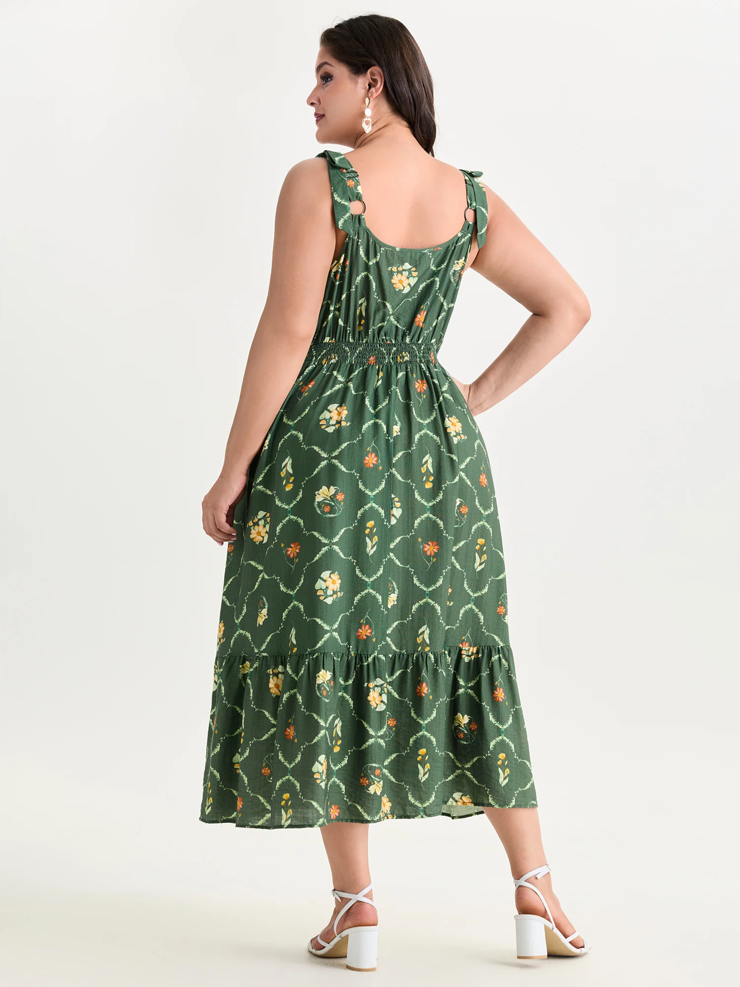 Floral Breeze Shoulder Tie Midi Dress - Image 3