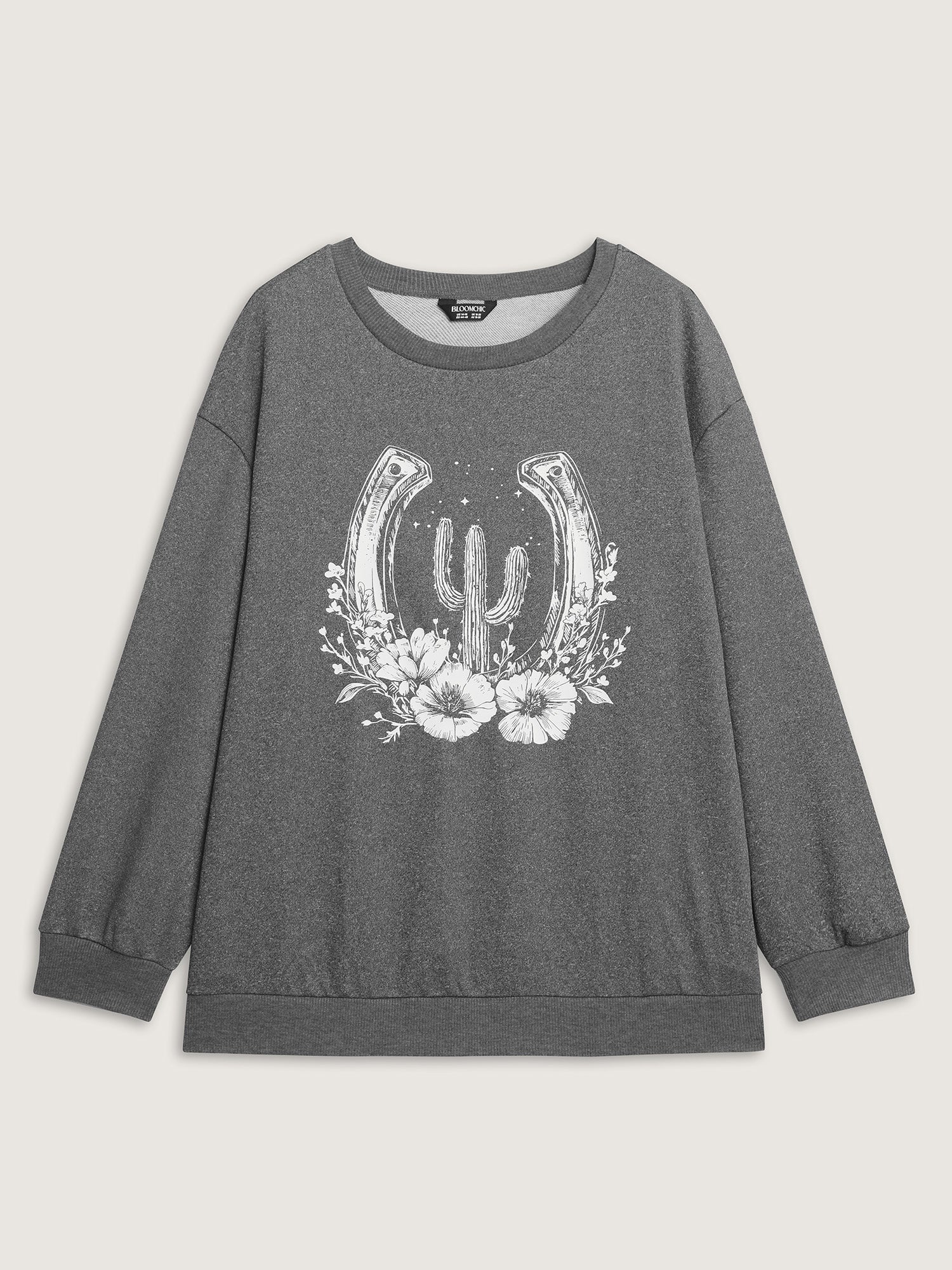 Floral Cactus Drop Shoulder Sweatshirt - Image 7