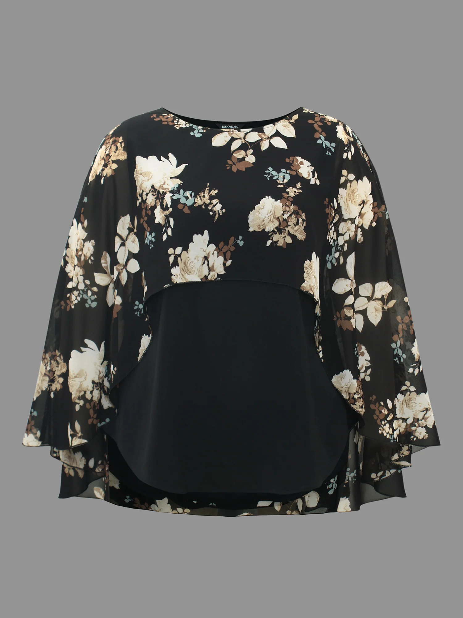 Floral Chiffon High Low Hem Ruffles Blouse - Image 7