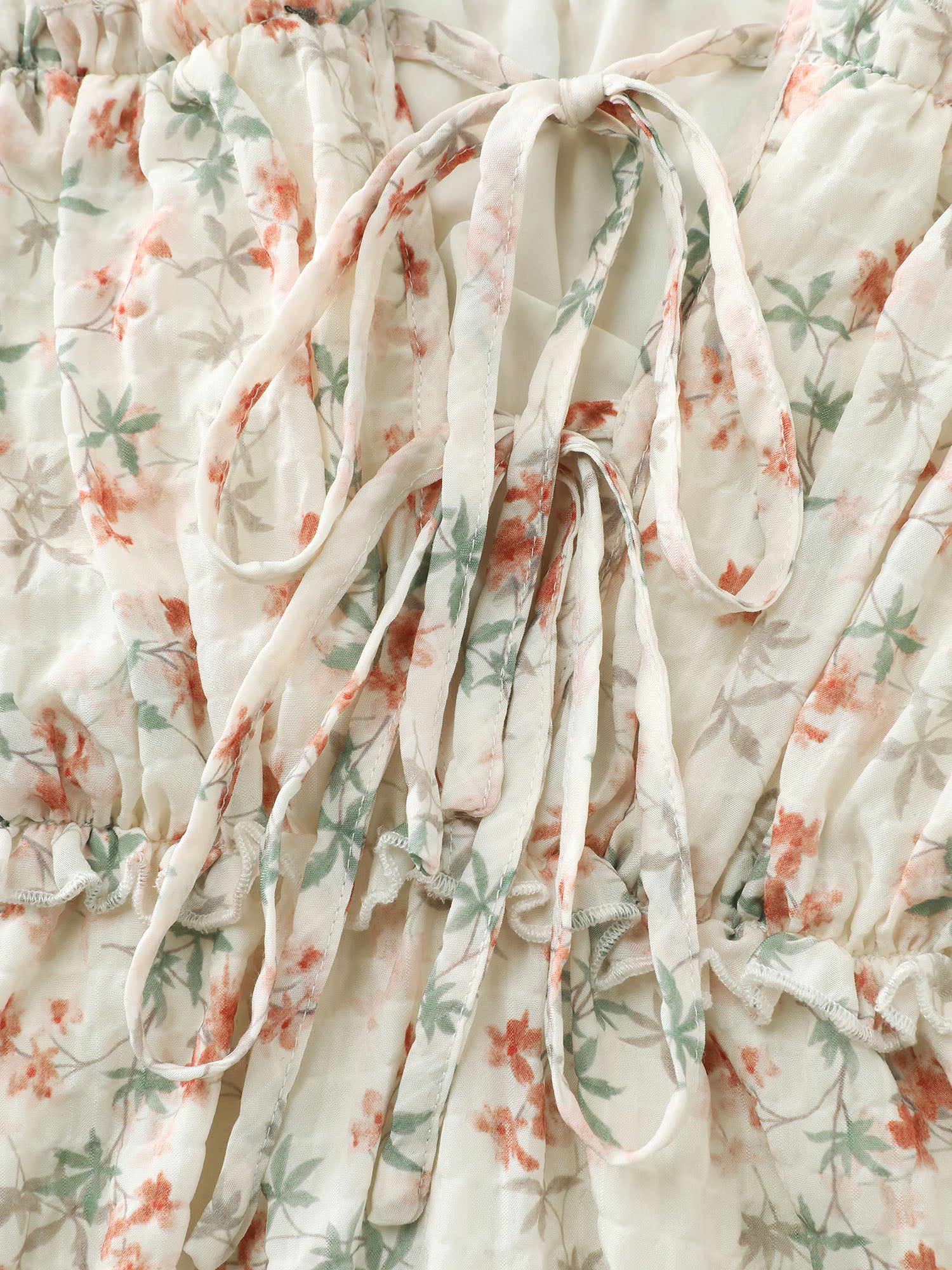 Floral Chiffon Ruffled Tie Front Blouse - Image 5