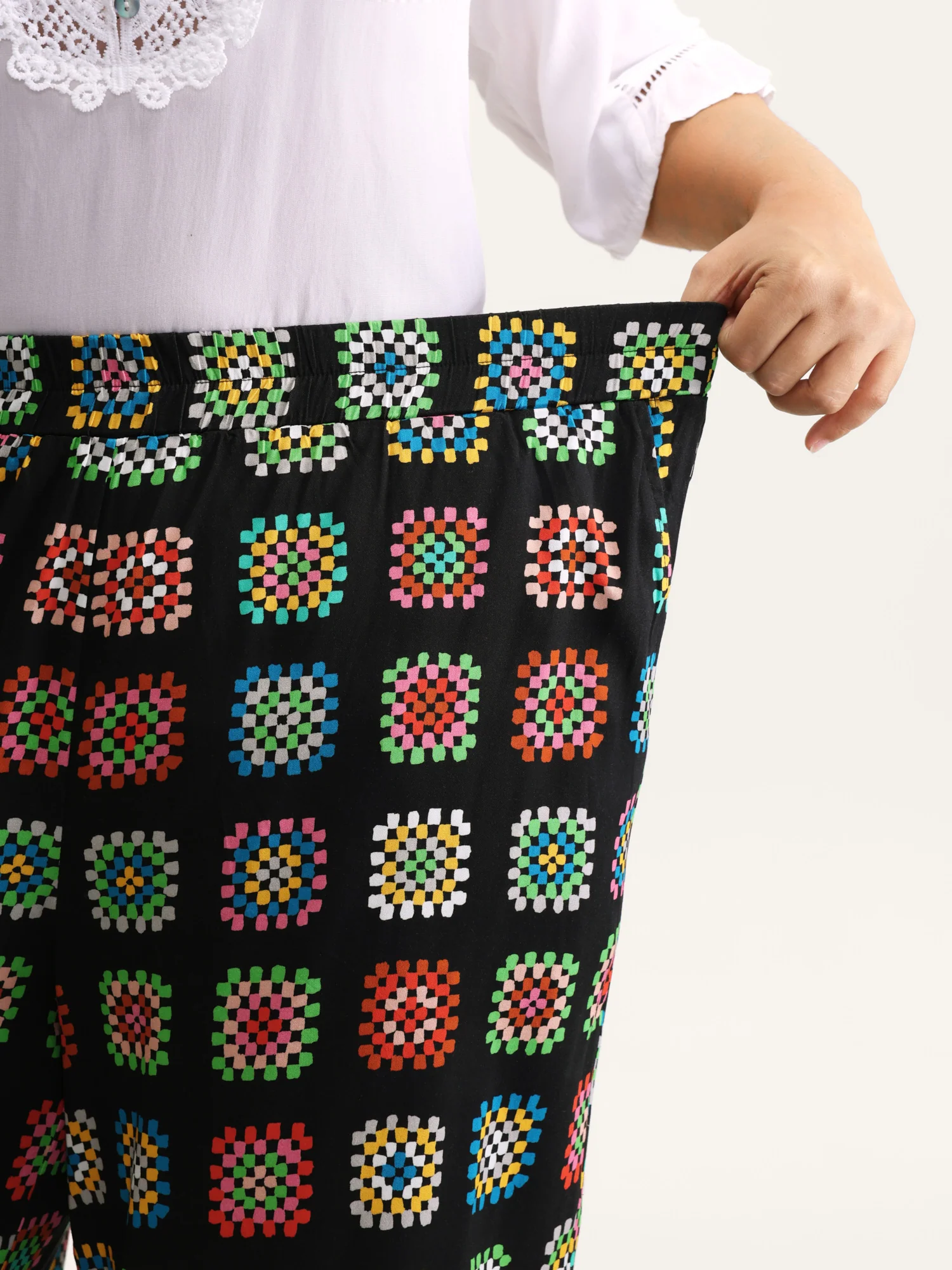 Floral Collage Colorful Wide-Leg Pants - Image 4
