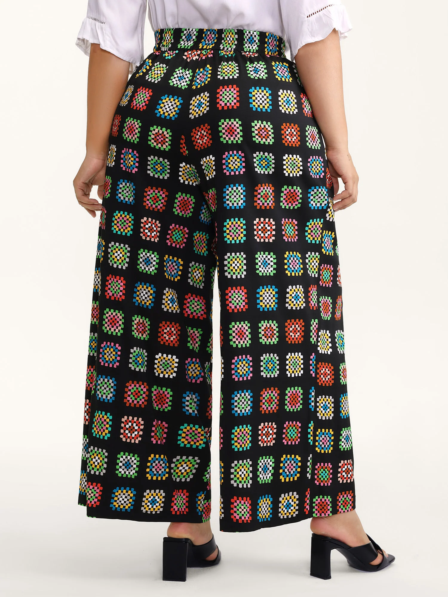 Floral Collage Colorful Wide-Leg Pants - Image 5