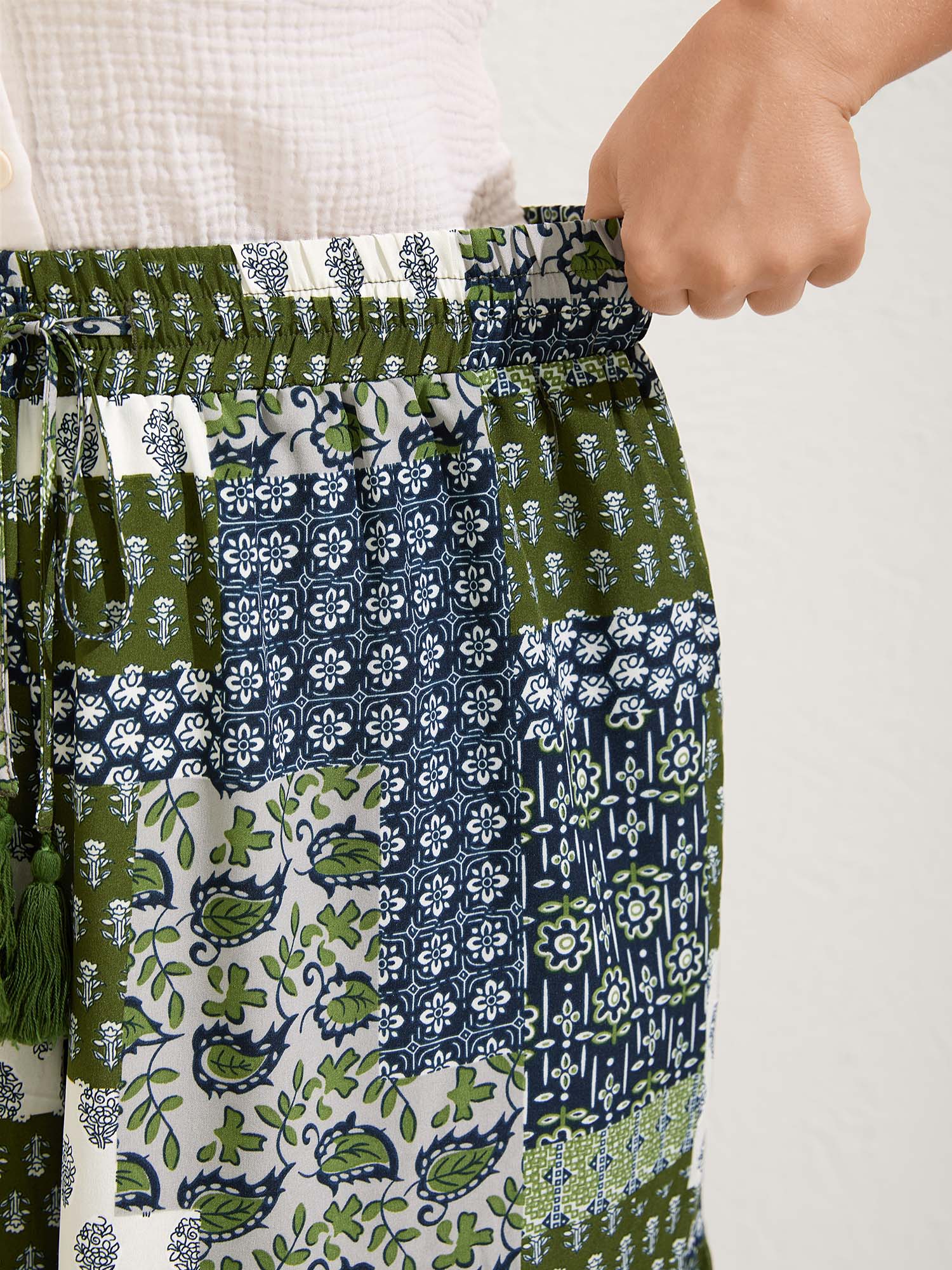 Floral Collage Drawstring Wide-Leg Pants - Image 3