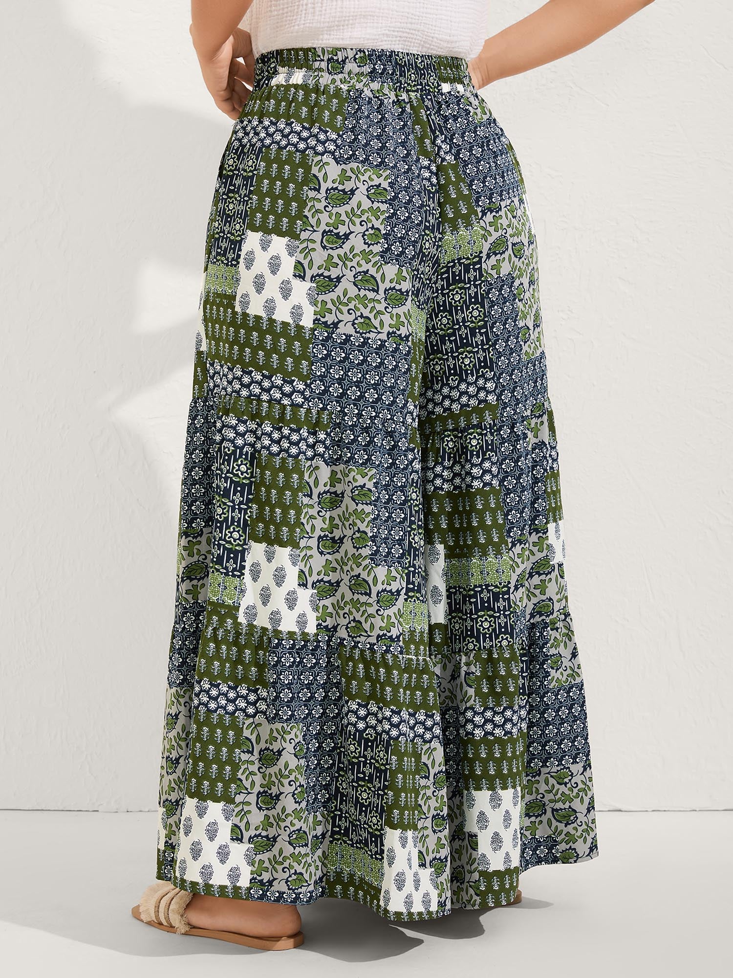 Floral Collage Drawstring Wide-Leg Pants - Image 5