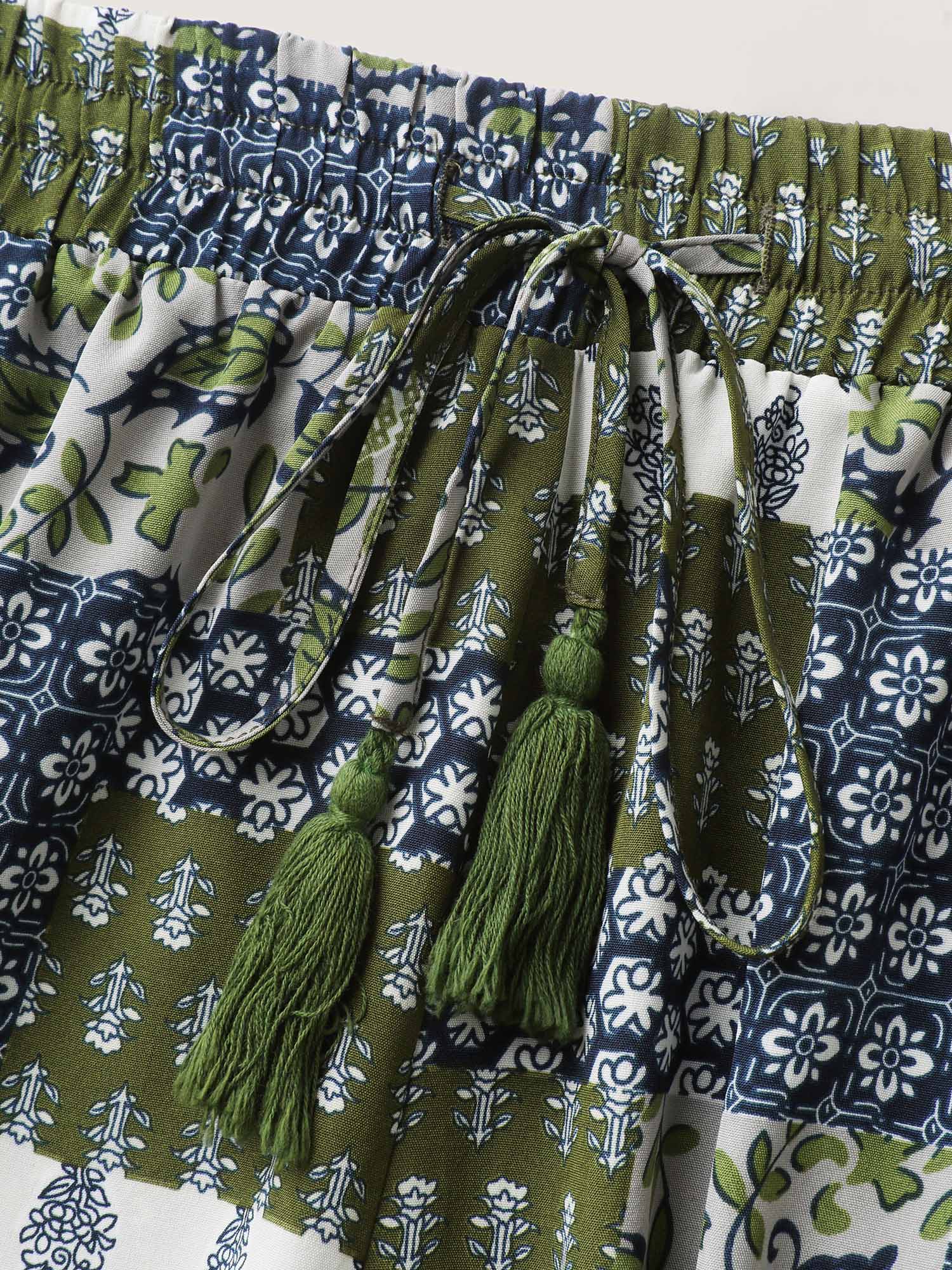 Floral Collage Drawstring Wide-Leg Pants - Image 6