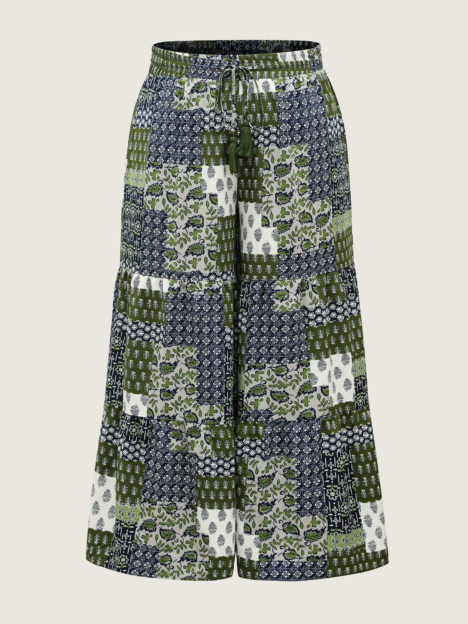 Floral Collage Drawstring Wide-Leg Pants - Image 8