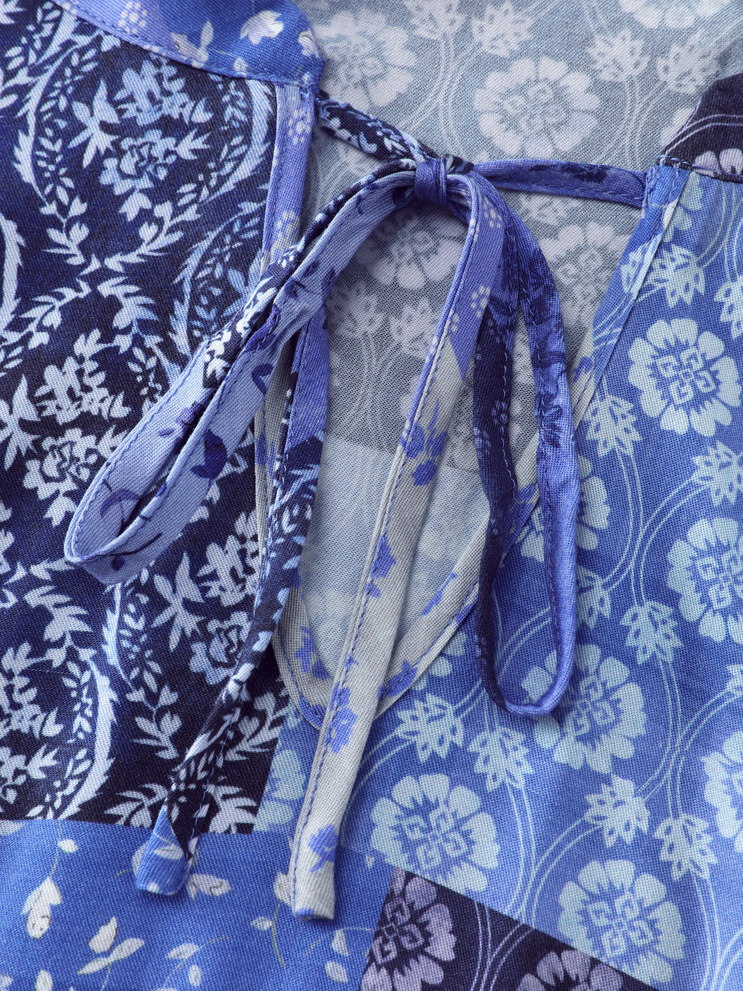 Floral Collage Pattern Drawstring Neckline Mini Dress - Image 5