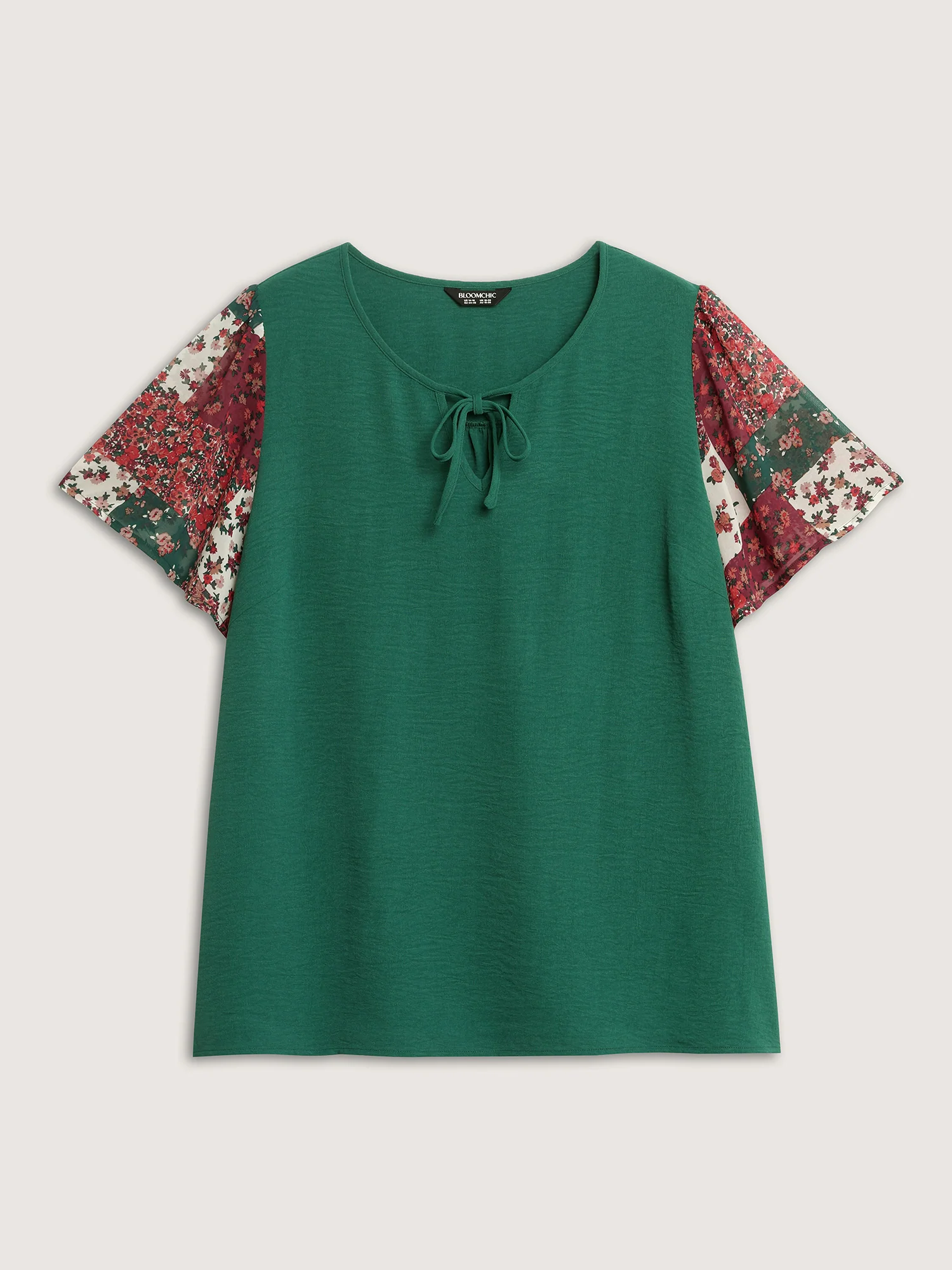 Floral Collage Print Keyhole Neckline Blouse - Image 7