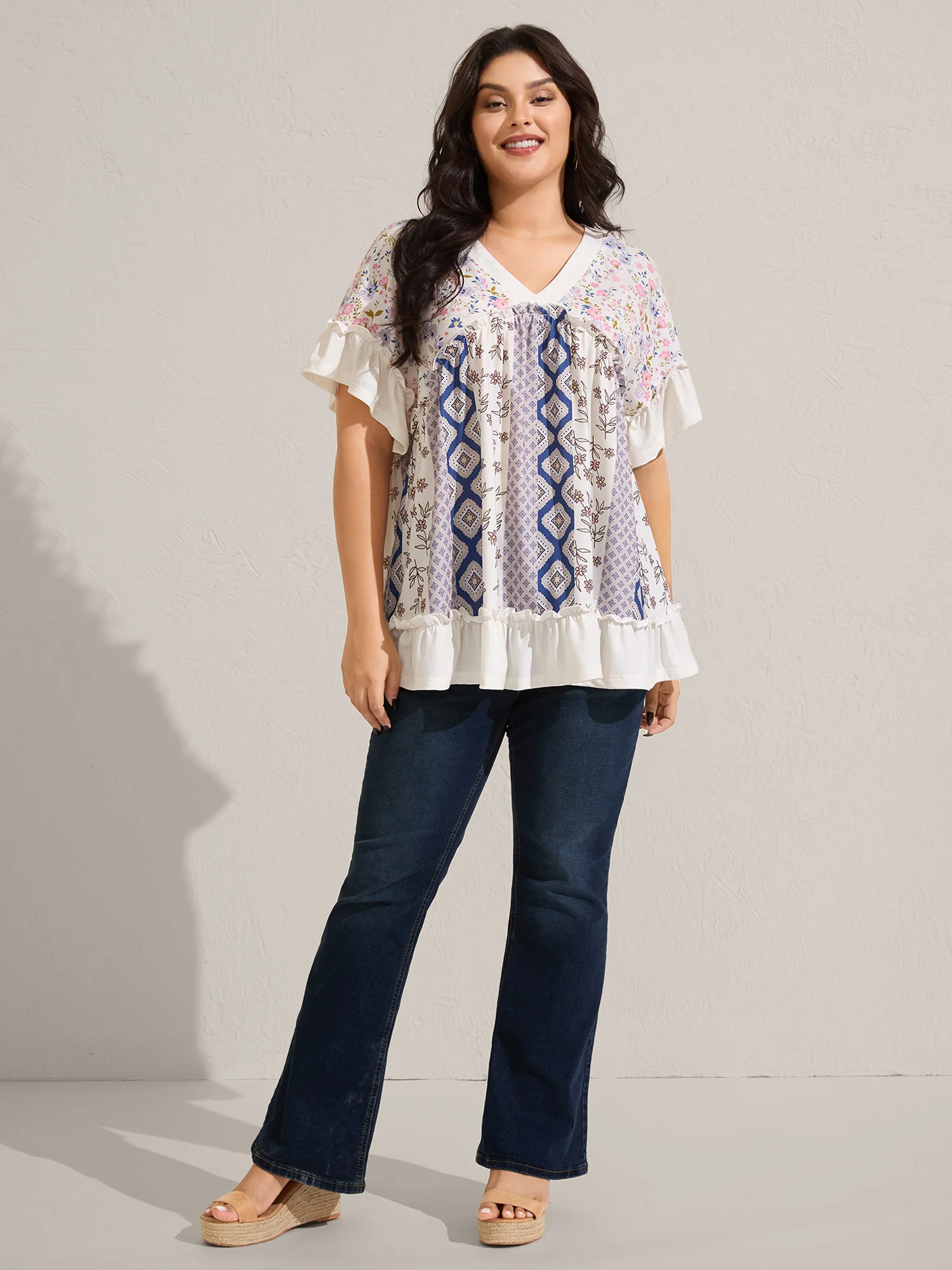 Floral Collage Print Knit Top - Image 3