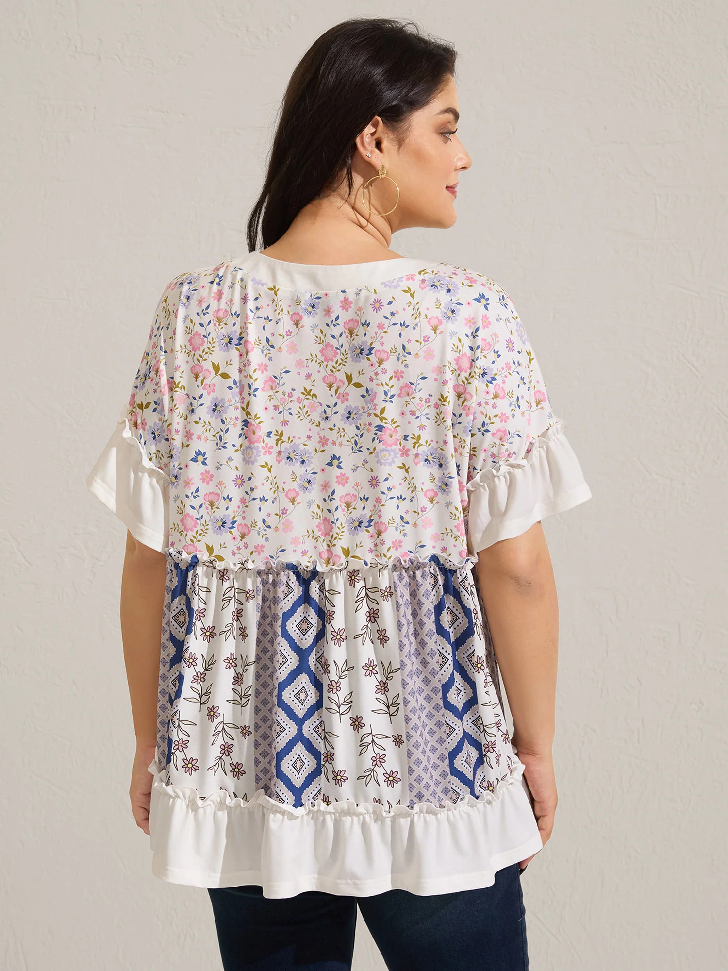 Floral Collage Print Knit Top - Image 4