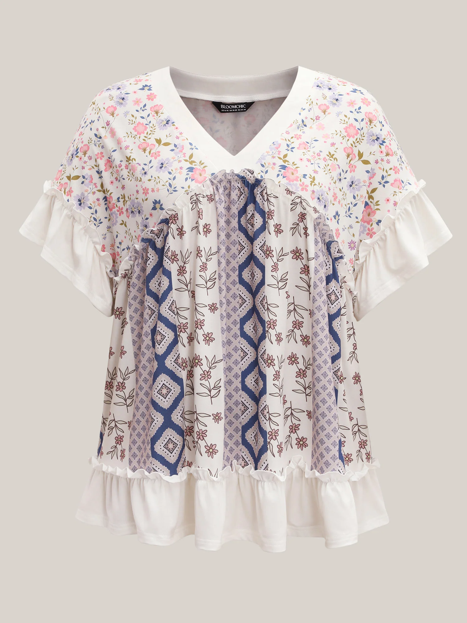 Floral Collage Print Knit Top - Image 5