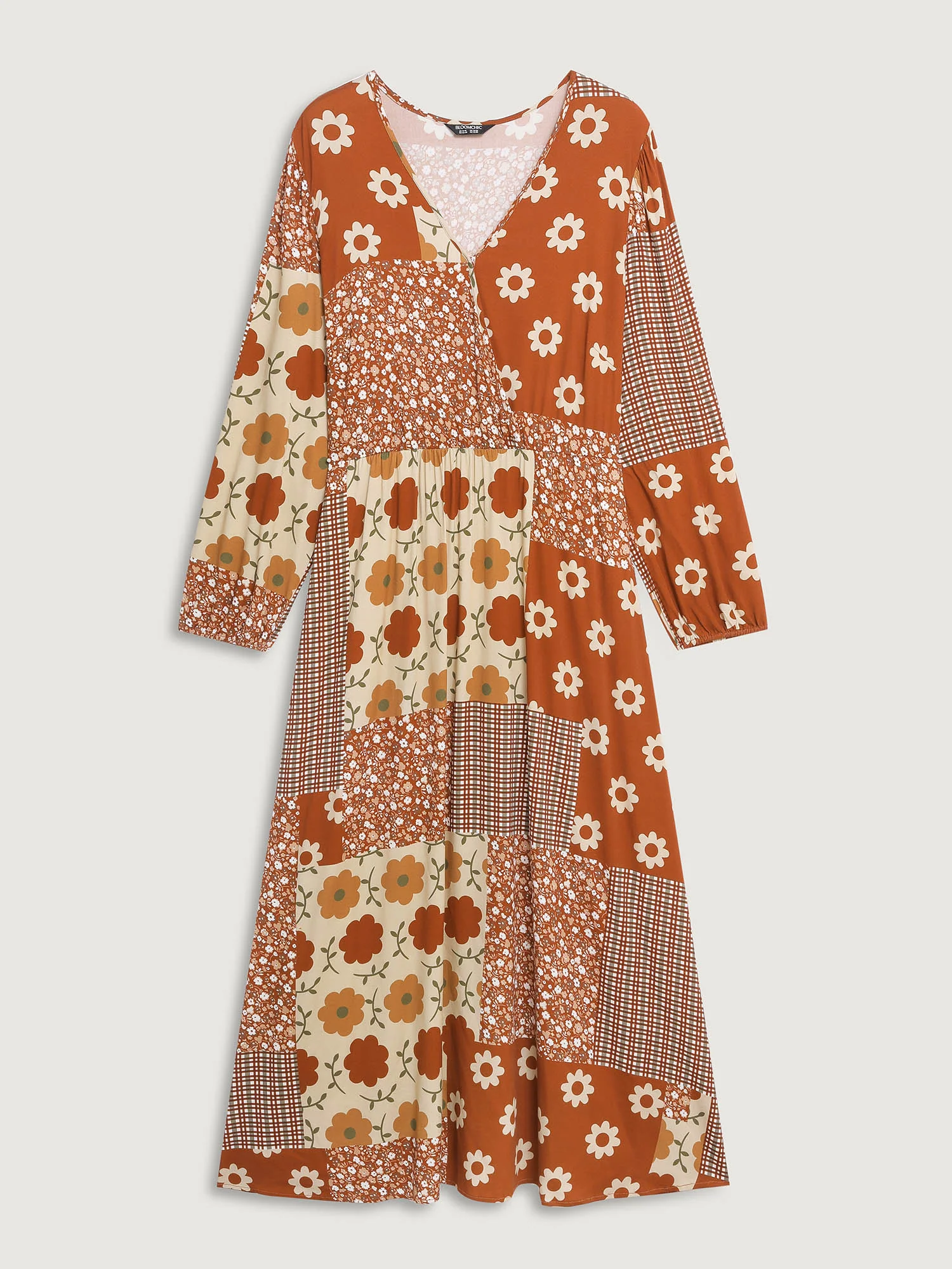 Floral Collage Print Lantern Sleeve Maxi Dress - Image 7