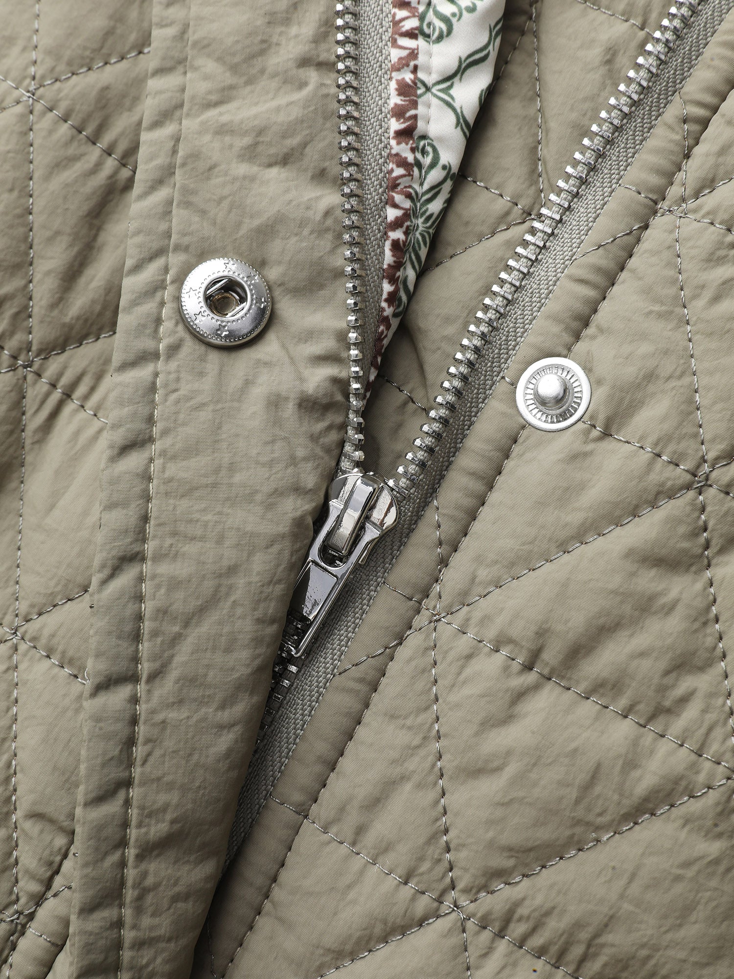Floral Collage Print Pockets Quilted Jacket - Image 6