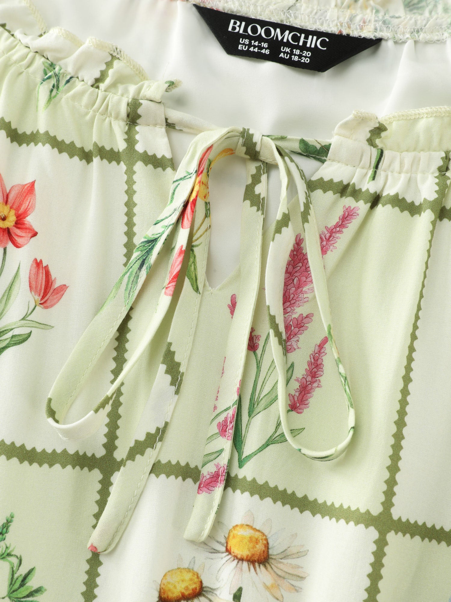 Floral Collage Print Ruffled Neckline Midi Dress - Image 5