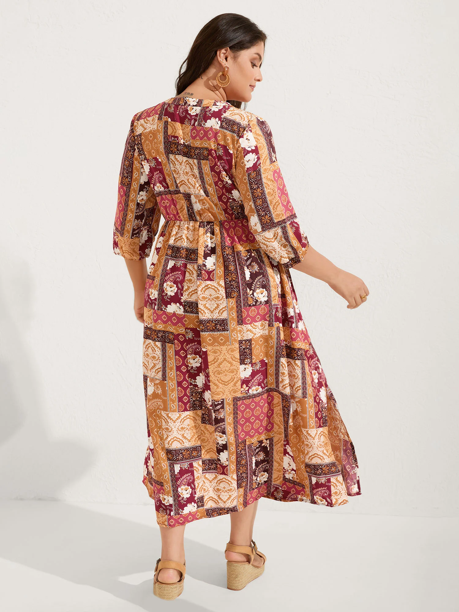 Floral Collage Split Side Pockets Maxi Dress - Image 4