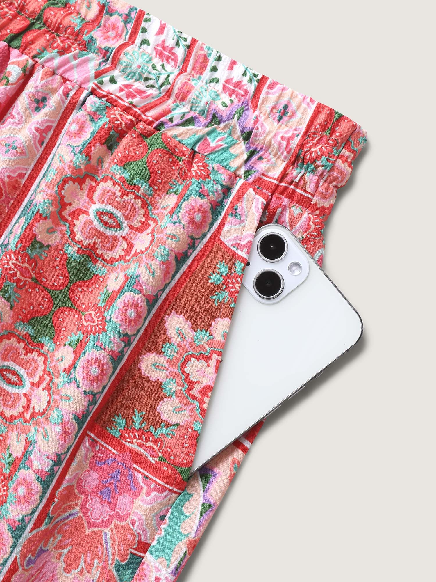 Floral Collage Stretchy Waist Wide-Leg Pants - Image 6