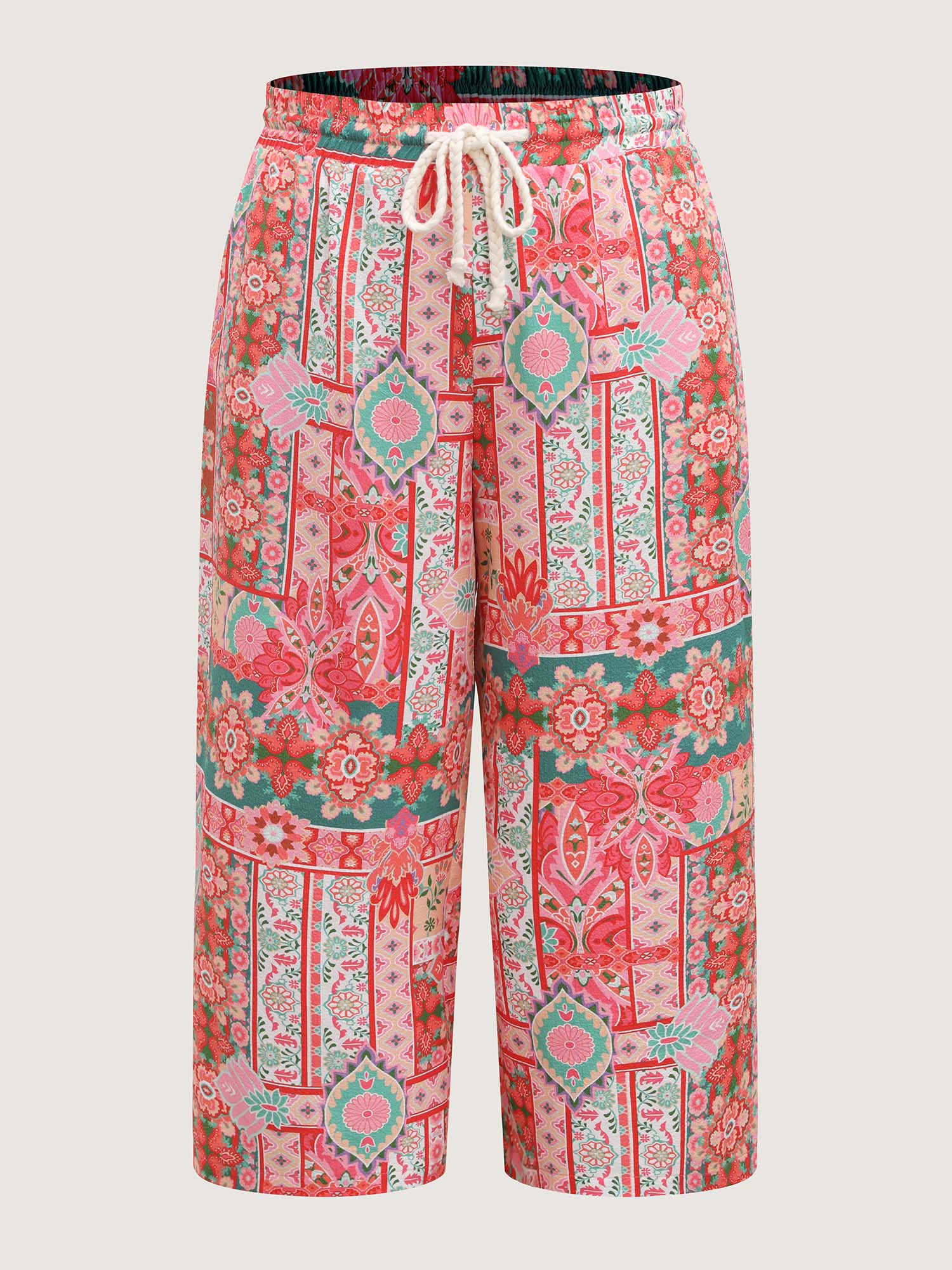 Floral Collage Stretchy Waist Wide-Leg Pants - Image 7