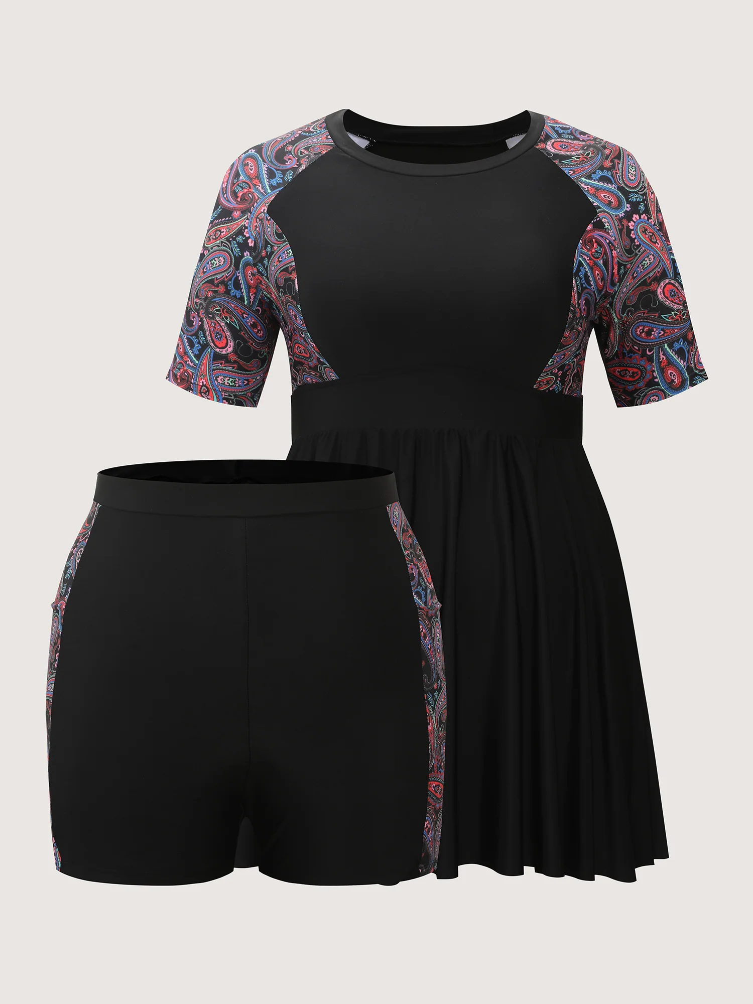 Floral Color Contrast Pockets Swim Dress - Image 7