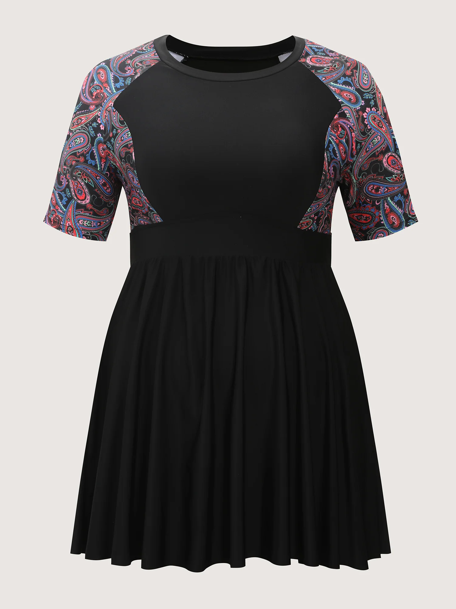 Floral Color Contrast Pockets Swim Dress - Image 8