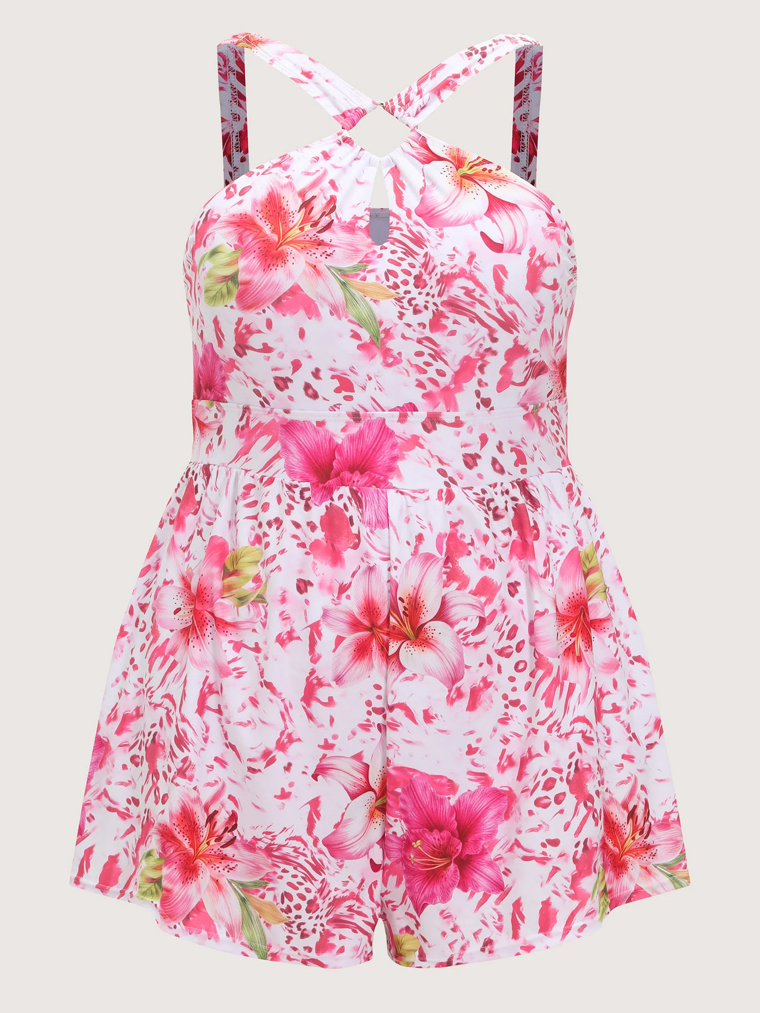 Floral Confidence Halter Neckline One-Piece Swim - Image 8