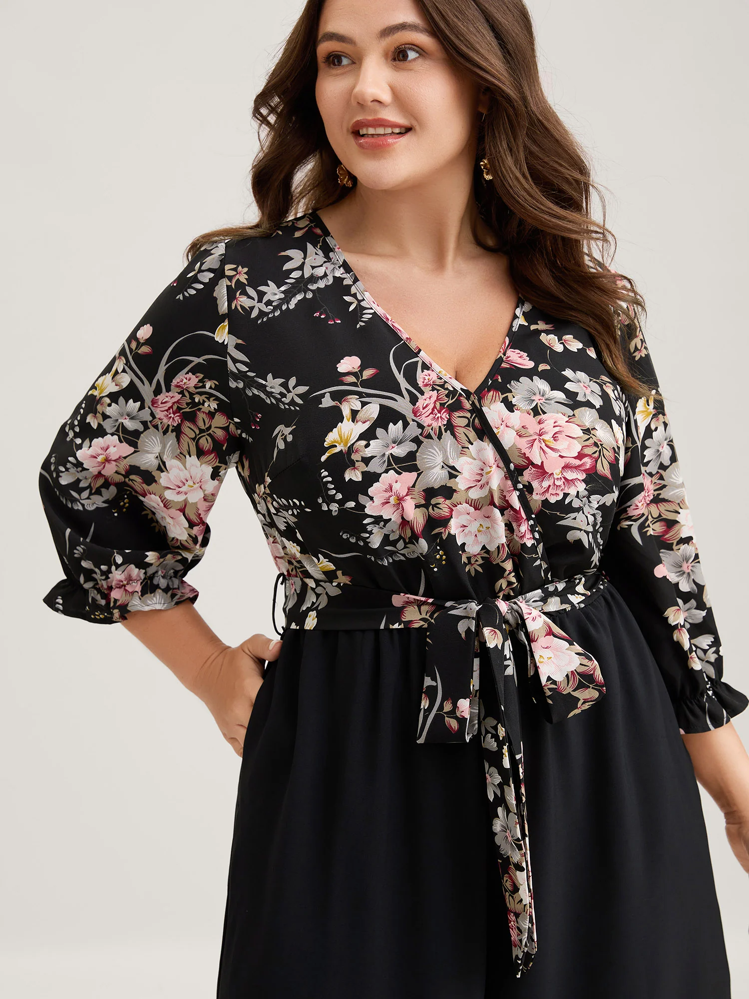 Floral Contrast Belted Wide-Leg Jumpsuit - Image 2