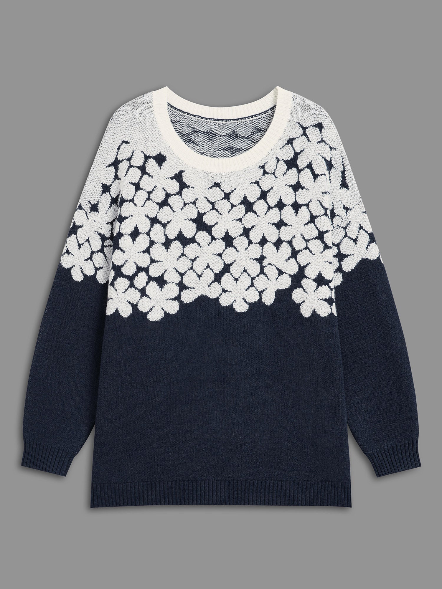 Floral Contrast Patchwork Drop Shoulder Pullover - Image 8