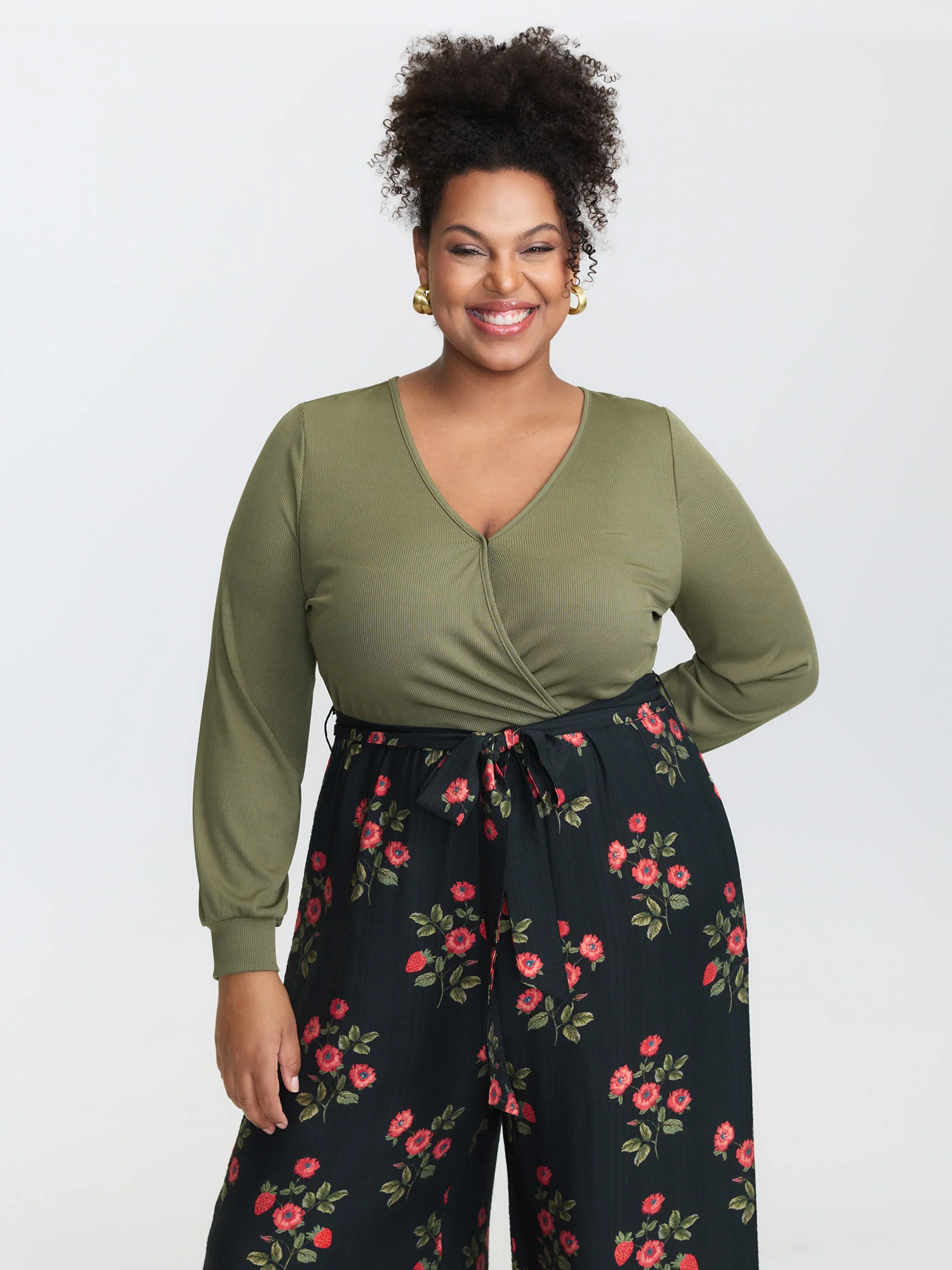 Floral Contrast Print Back-Tie Jumpsuit - Image 2