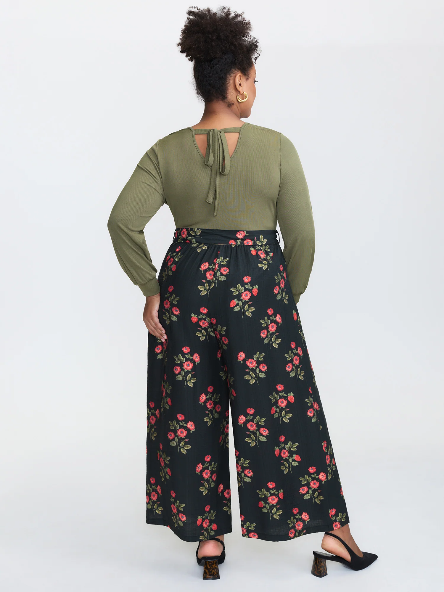 Floral Contrast Print Back-Tie Jumpsuit - Image 4