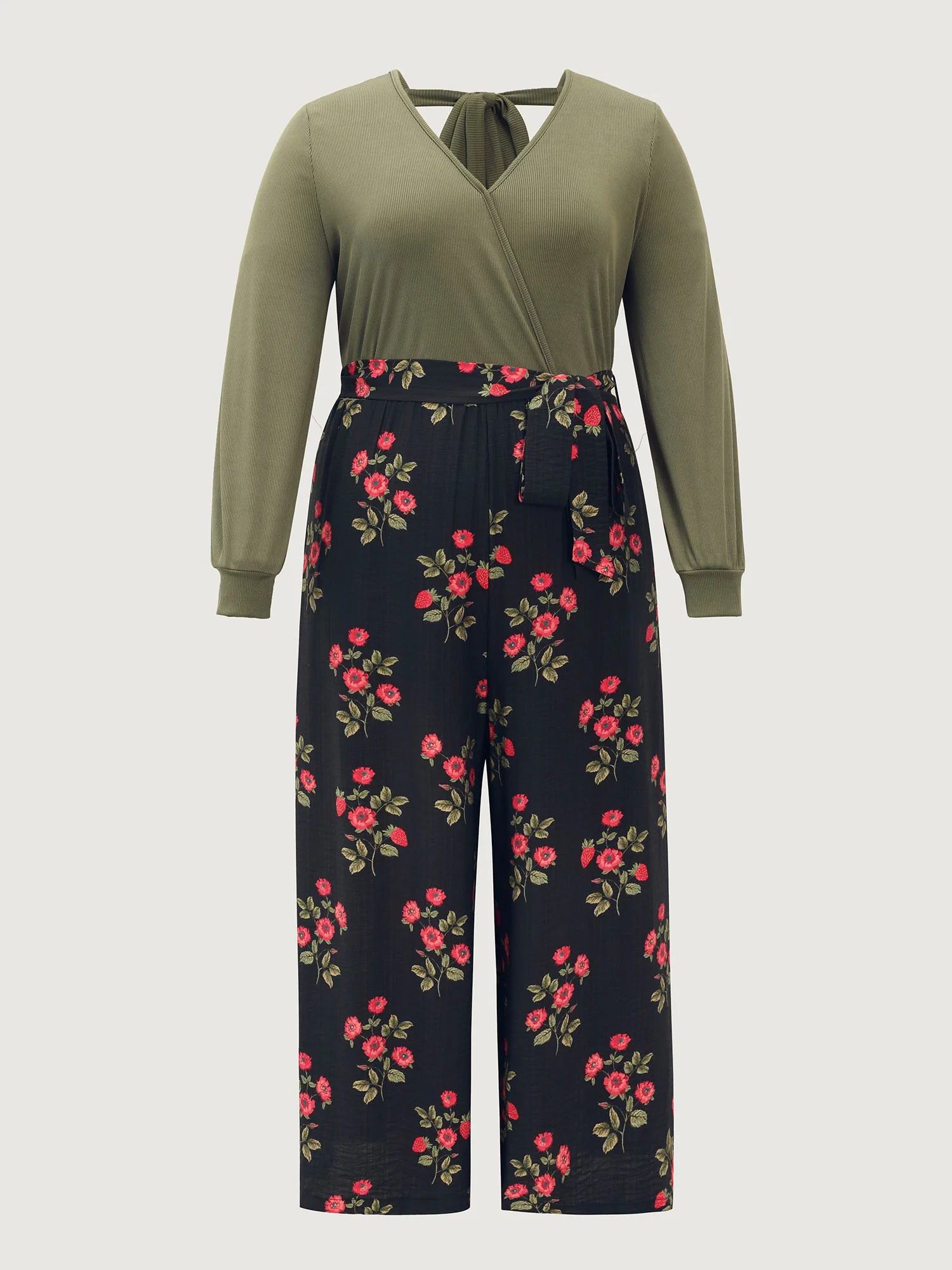 Floral Contrast Print Back-Tie Jumpsuit - Image 7