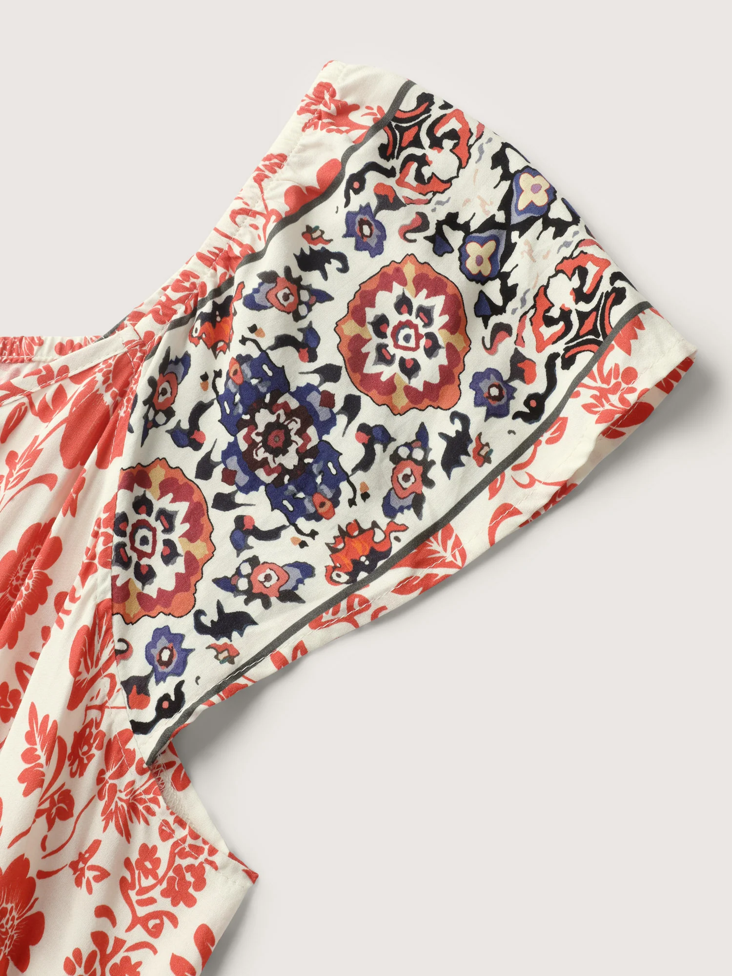 Floral Contrast Print Cap Sleeve Midi Dress - Image 5