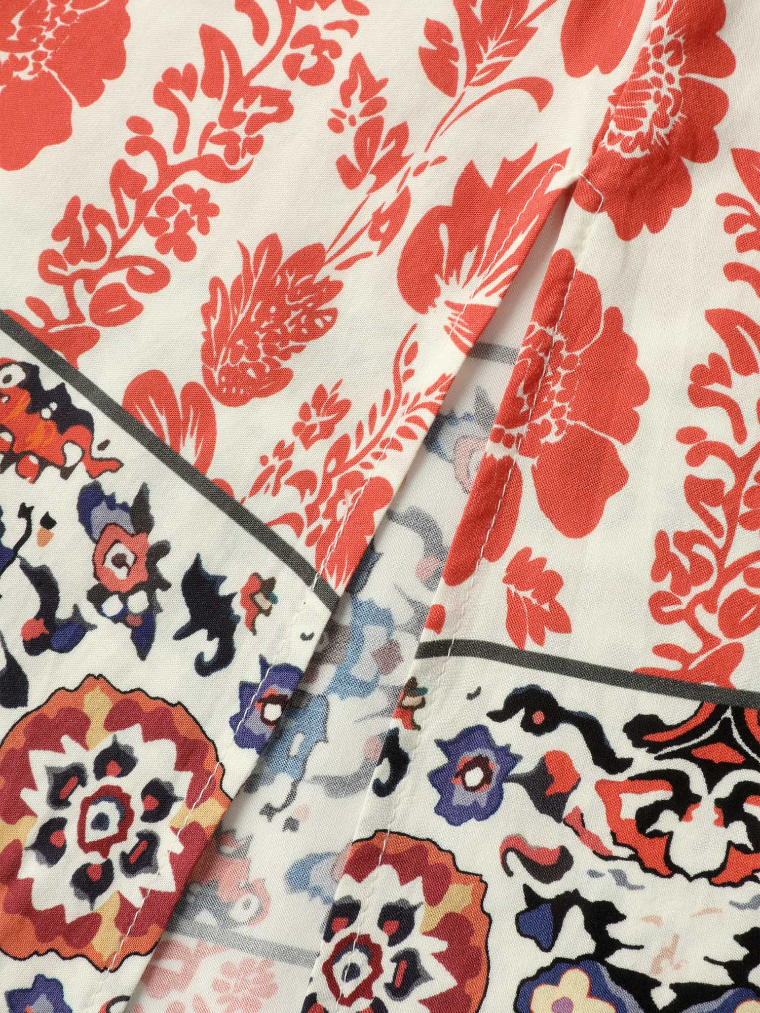Floral Contrast Print Cap Sleeve Midi Dress - Image 6