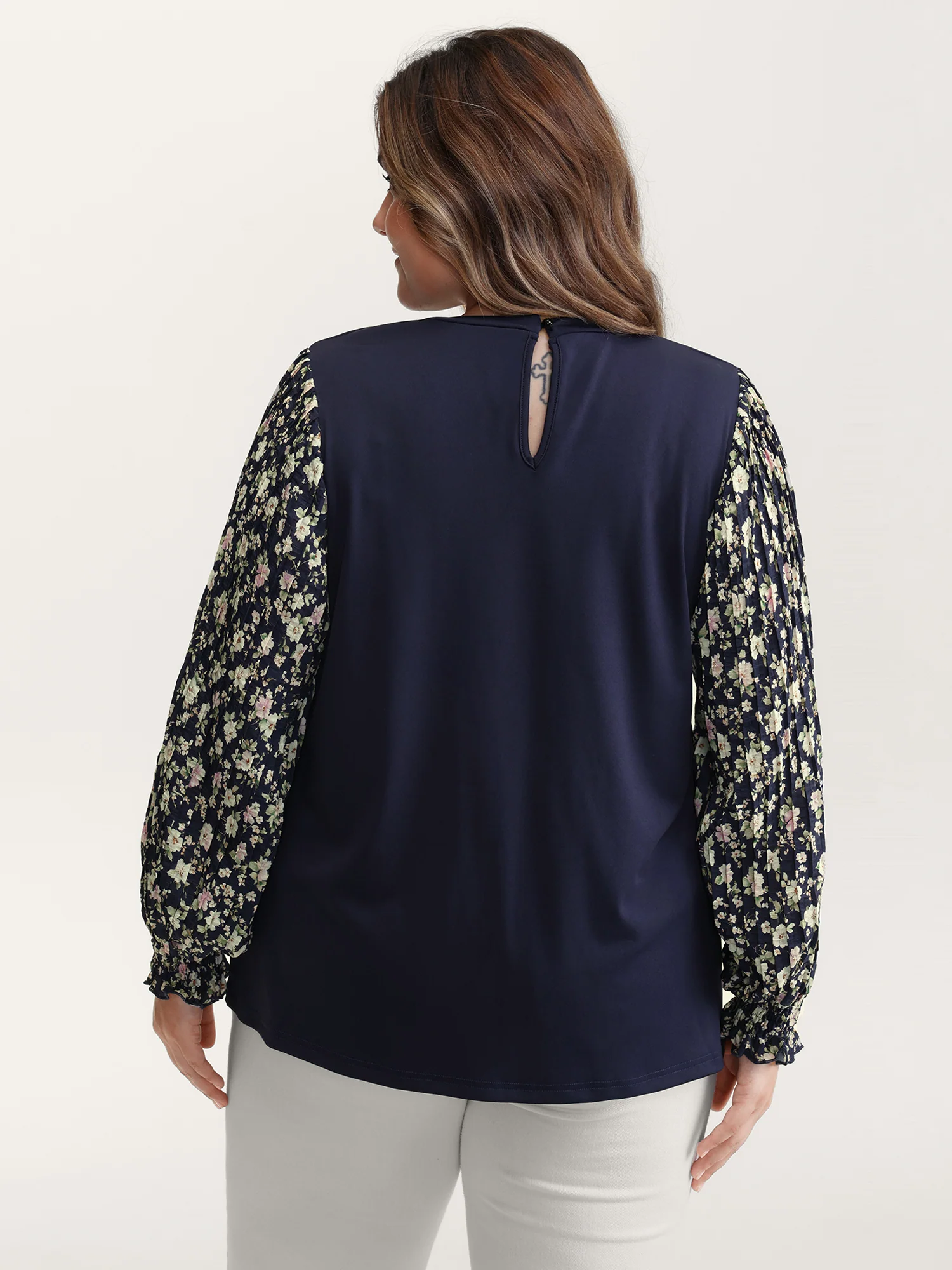 Floral Contrast Stretchy Knit Top - Image 5