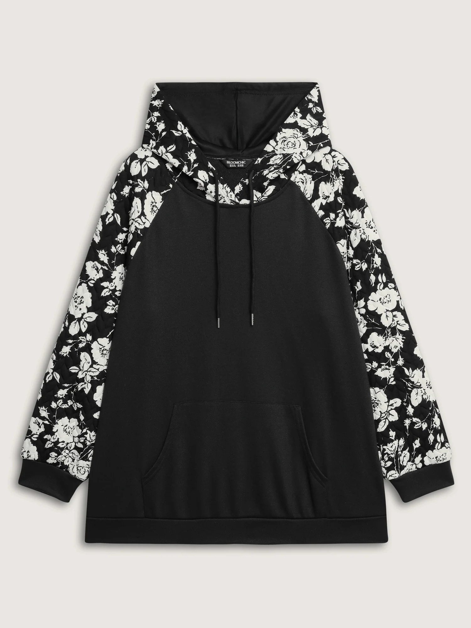 Floral Contrast Textured Pockets Hoodie - Image 9