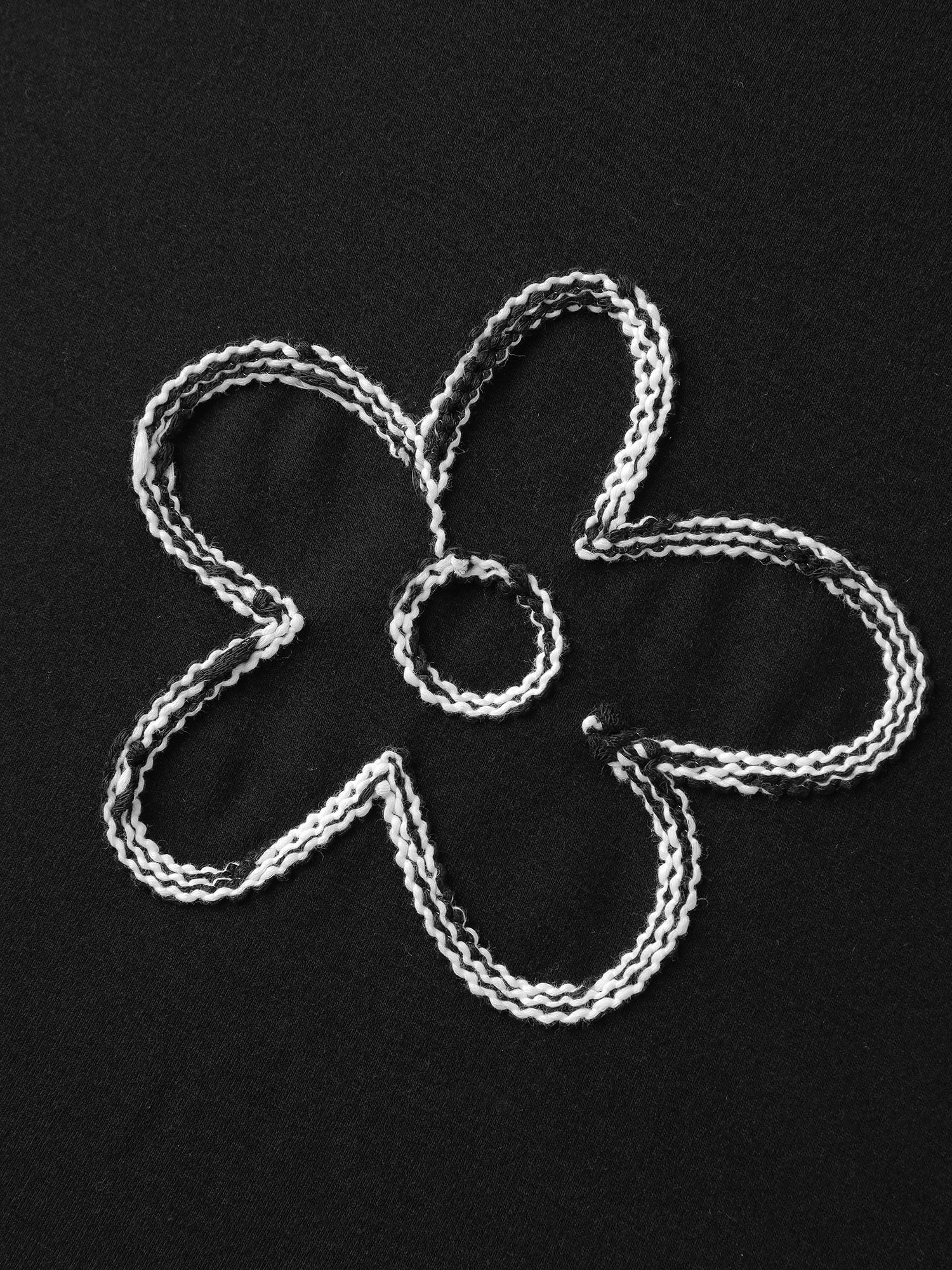 Floral Cord Embroidery Round Neck Sweatshirt - Image 5