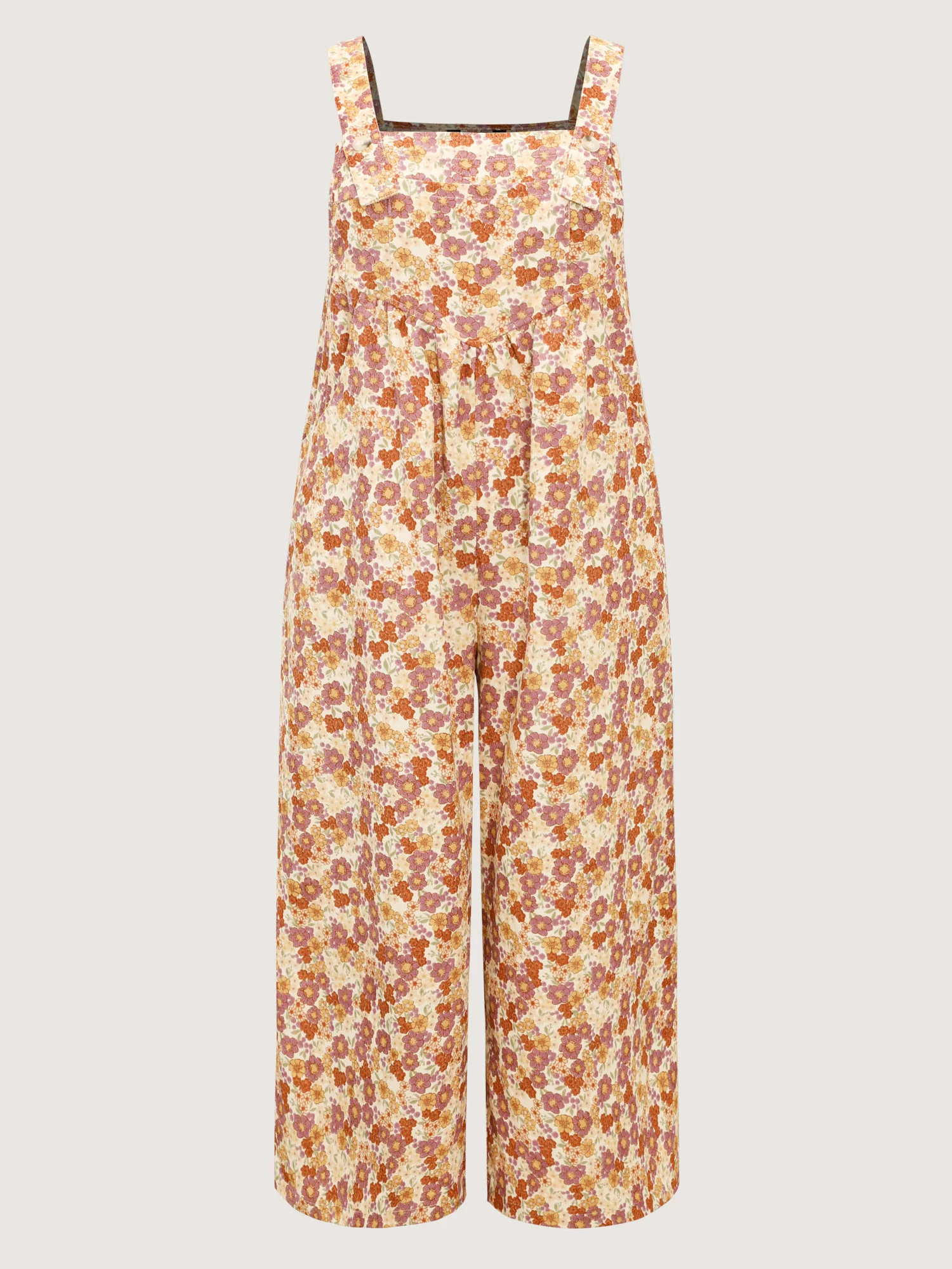Floral Corduroy Adjustable Pockets Overall Jumpsuit - Image 5