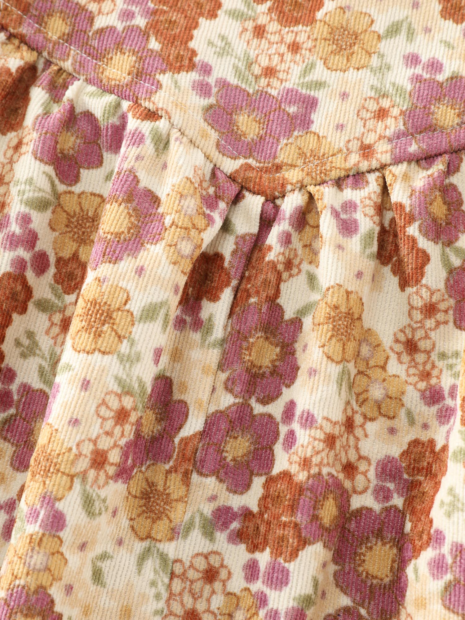 Floral Corduroy Adjustable Pockets Overall Jumpsuit - Image 6