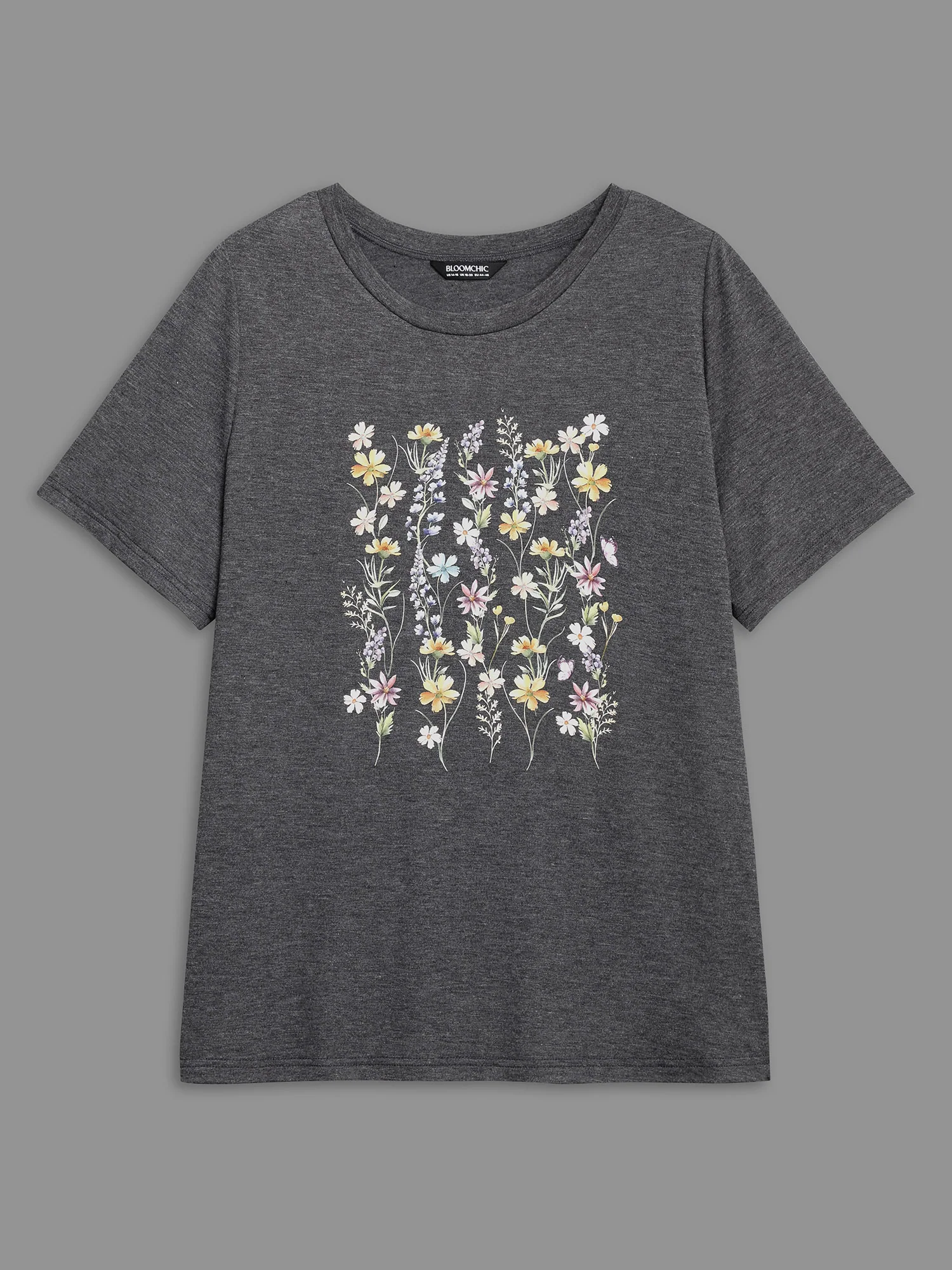 Floral Crew Neck Stretchy T-Shirt - Image 6