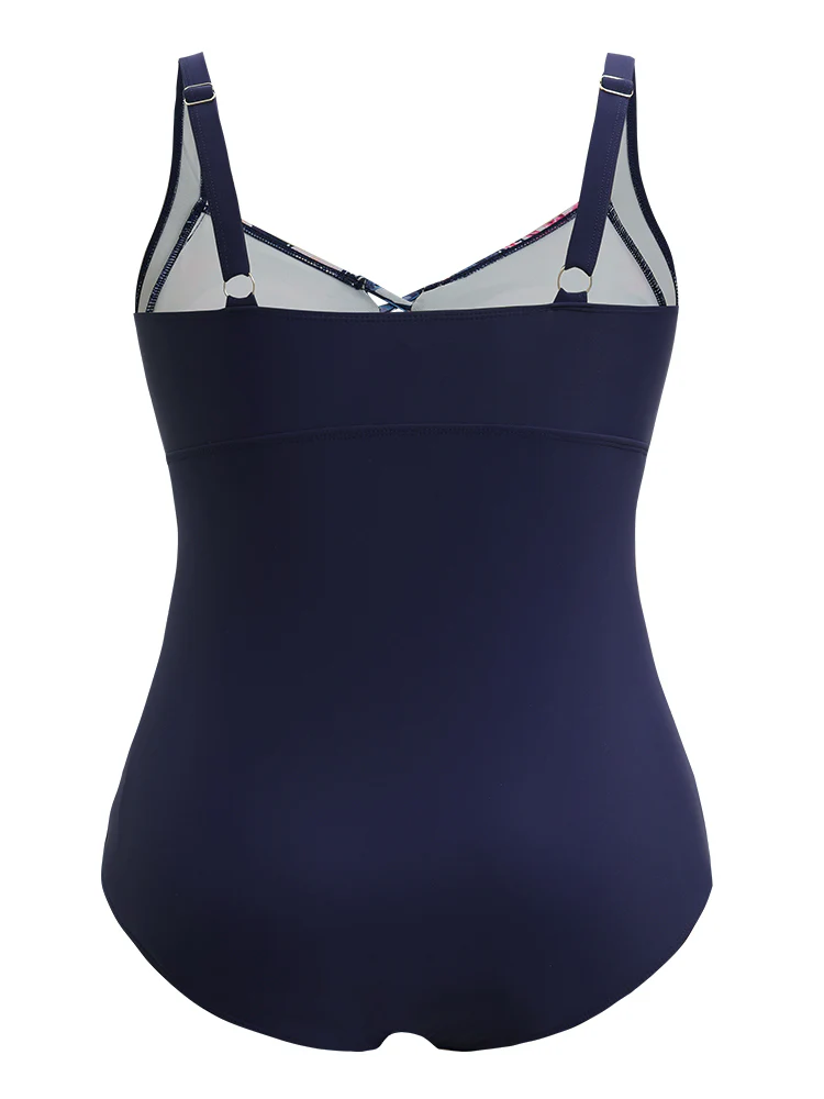 Floral Crisscross Front Ruched Sculpt Waist One Piece Swimsuit - Image 7
