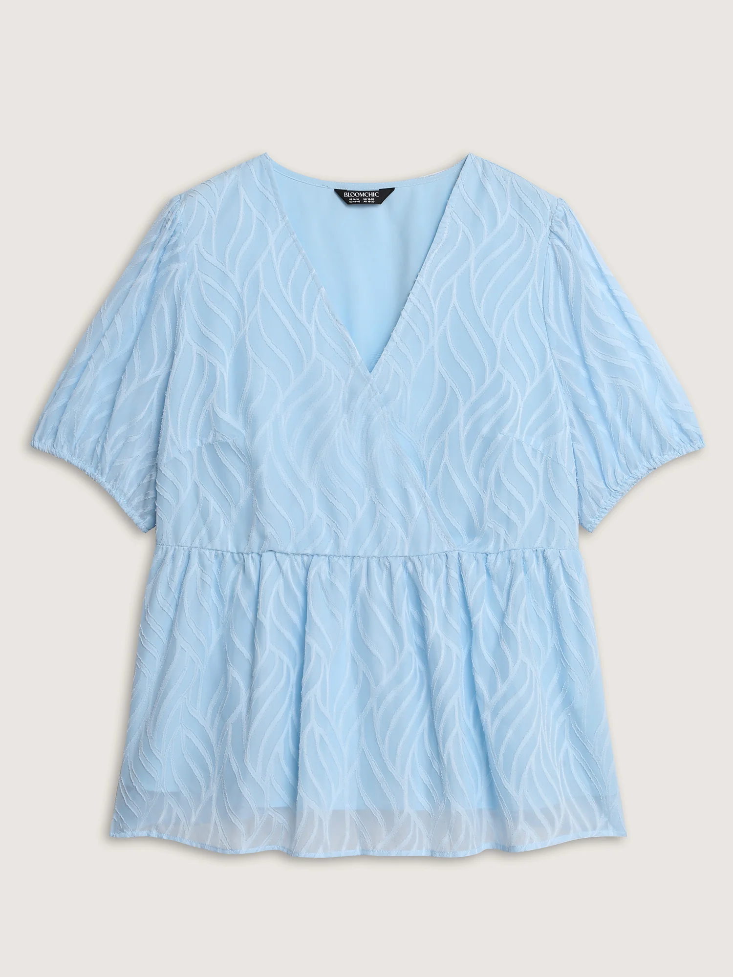 Floral Cut Fabric Stretchy Waist Flared Blouse - Image 7