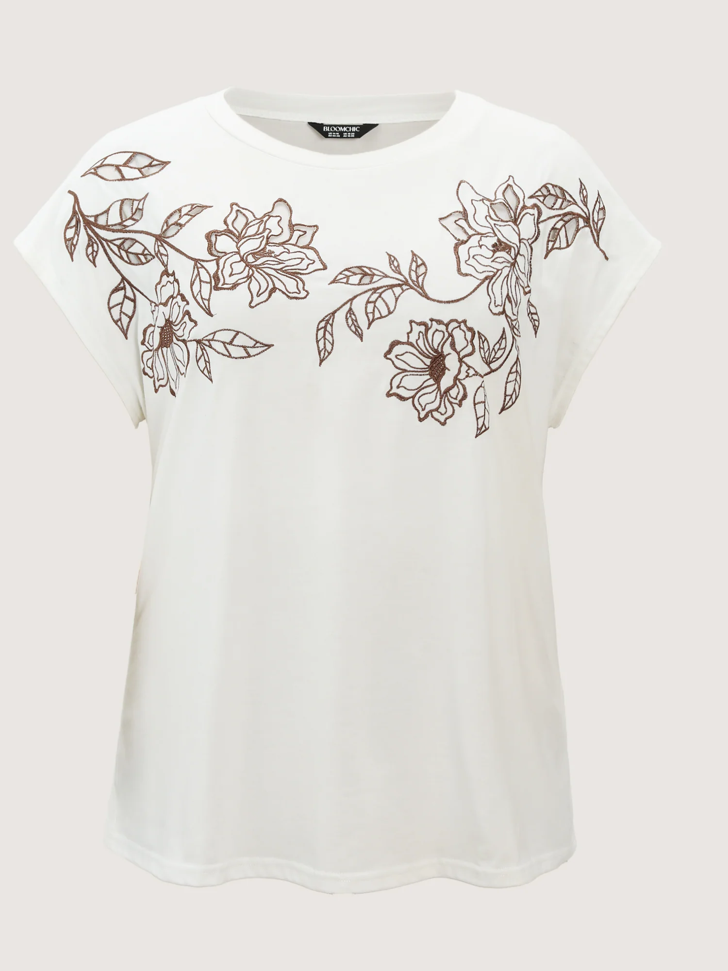 Floral Cut-Out Embroidery T-Shirt - Image 6