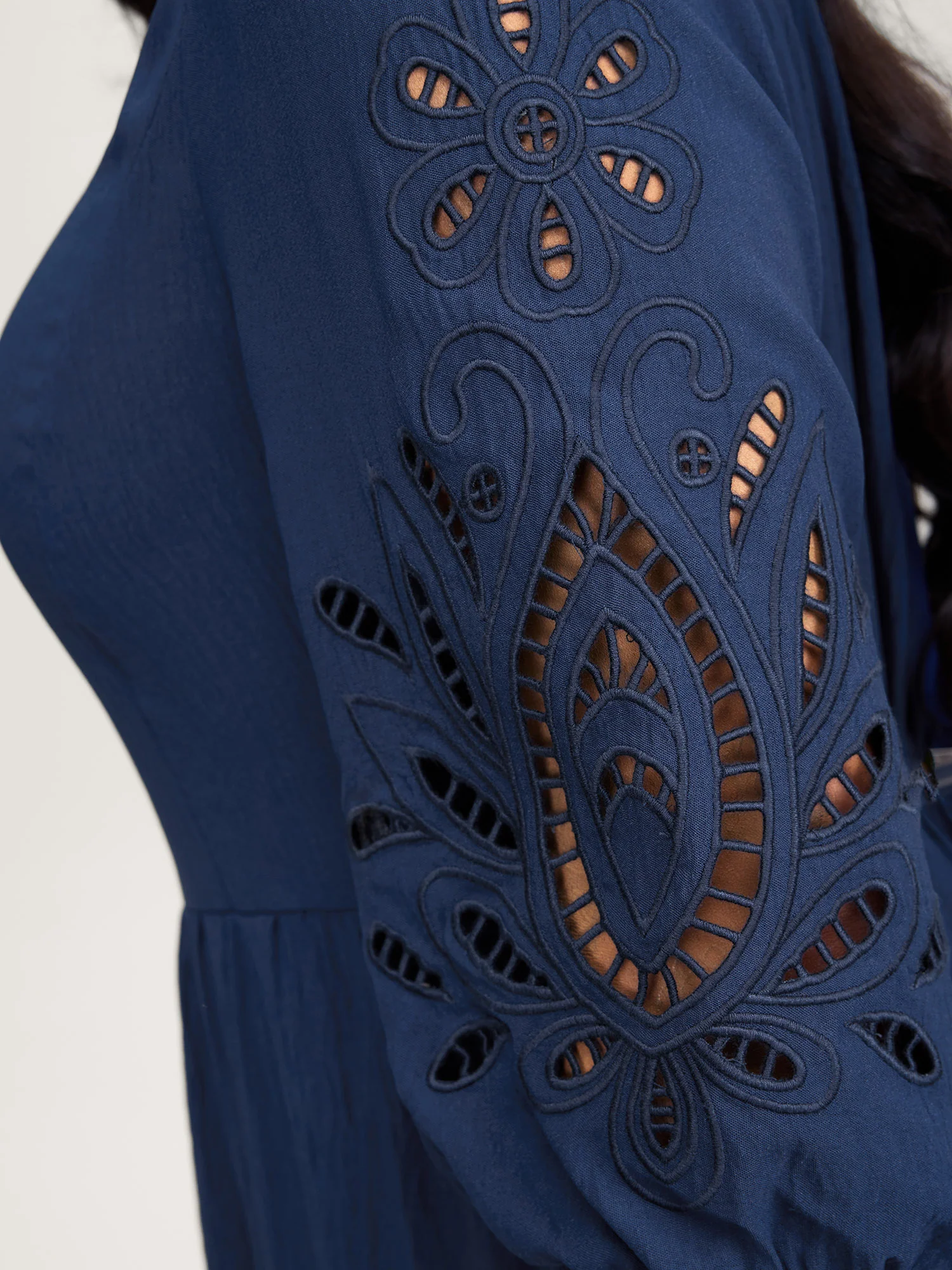 Floral Cut-Out Embroidery Tiered Maxi Dress - Image 4