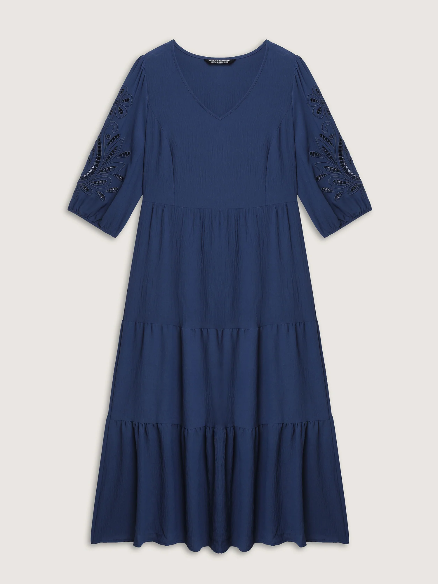 Floral Cut-Out Embroidery Tiered Maxi Dress - Image 8