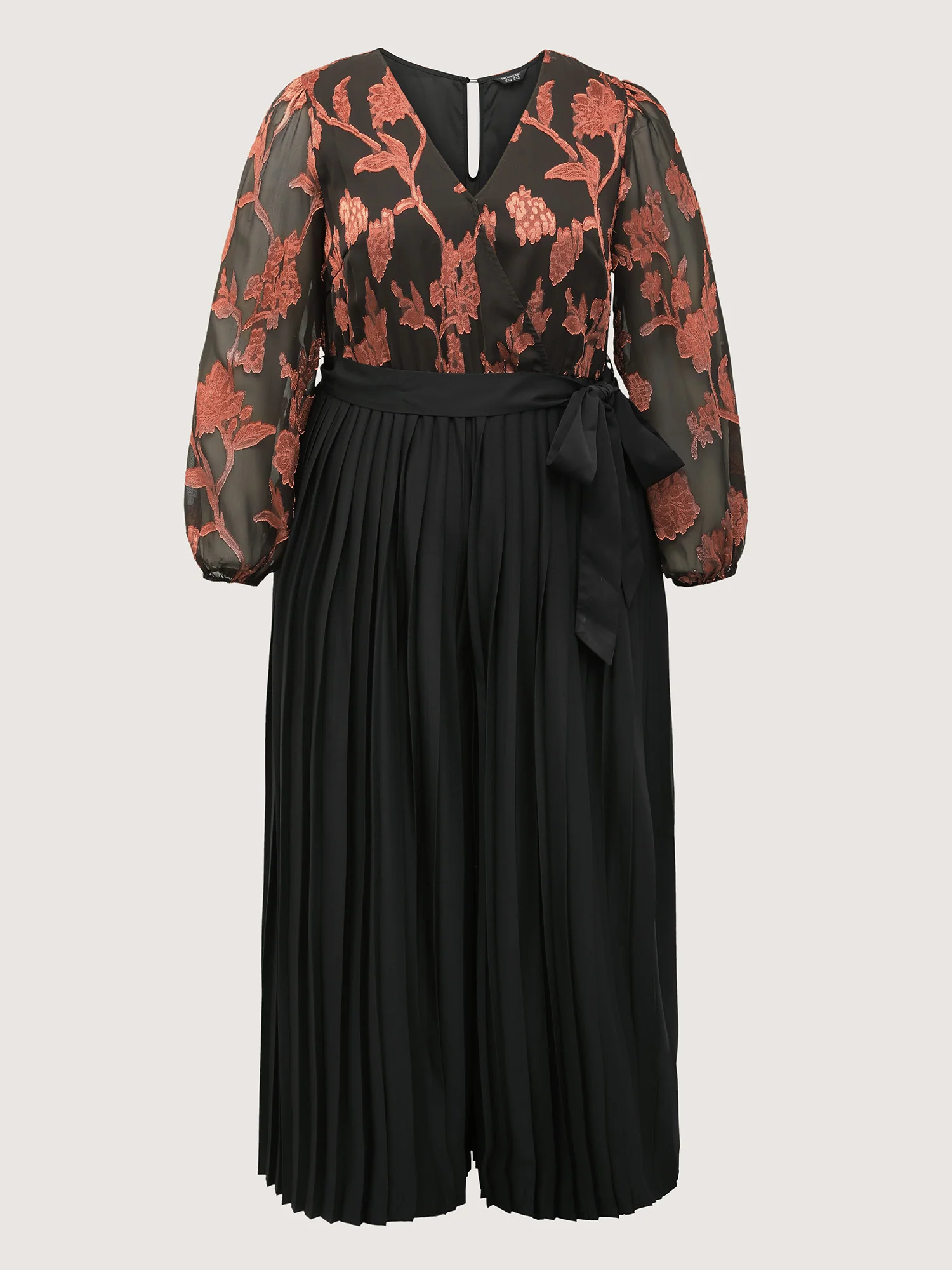 Floral Cut-Out Pleated Belted Jumpsuit - Image 7